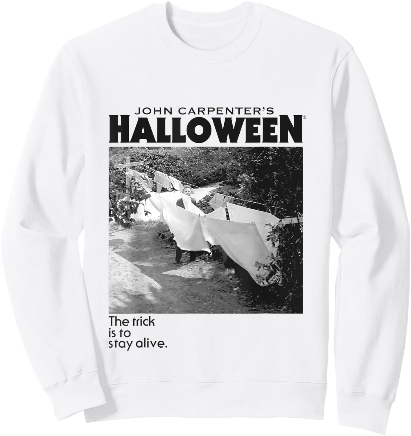 Halloween Michael Myers Standing by Clothes Line Sweatshirt - Sweatshirt | White