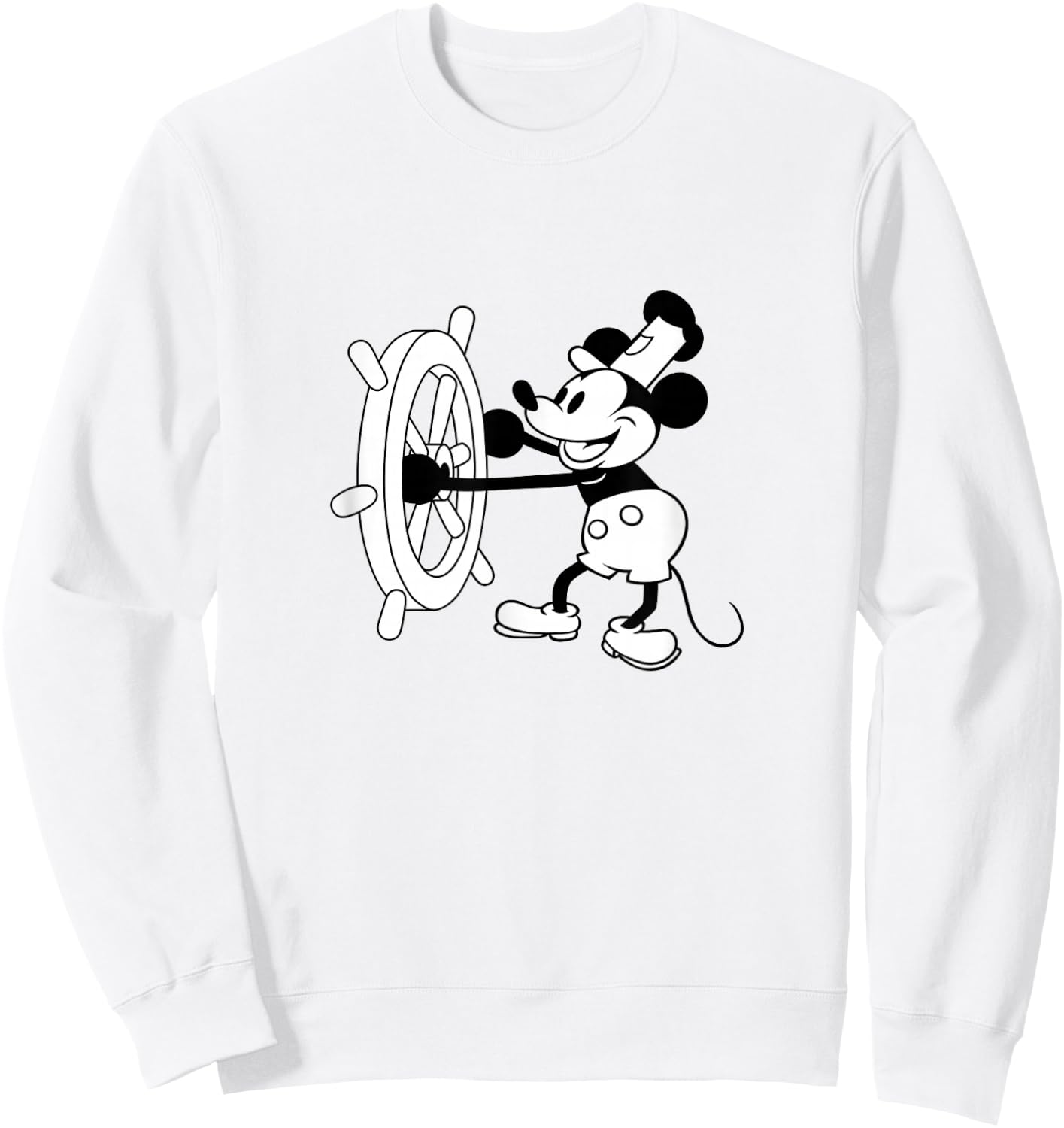 VarieTees Steamboat Willie - All Time Classic Mickey Cartoon , Small Sweatshirt - Sweatshirt | White