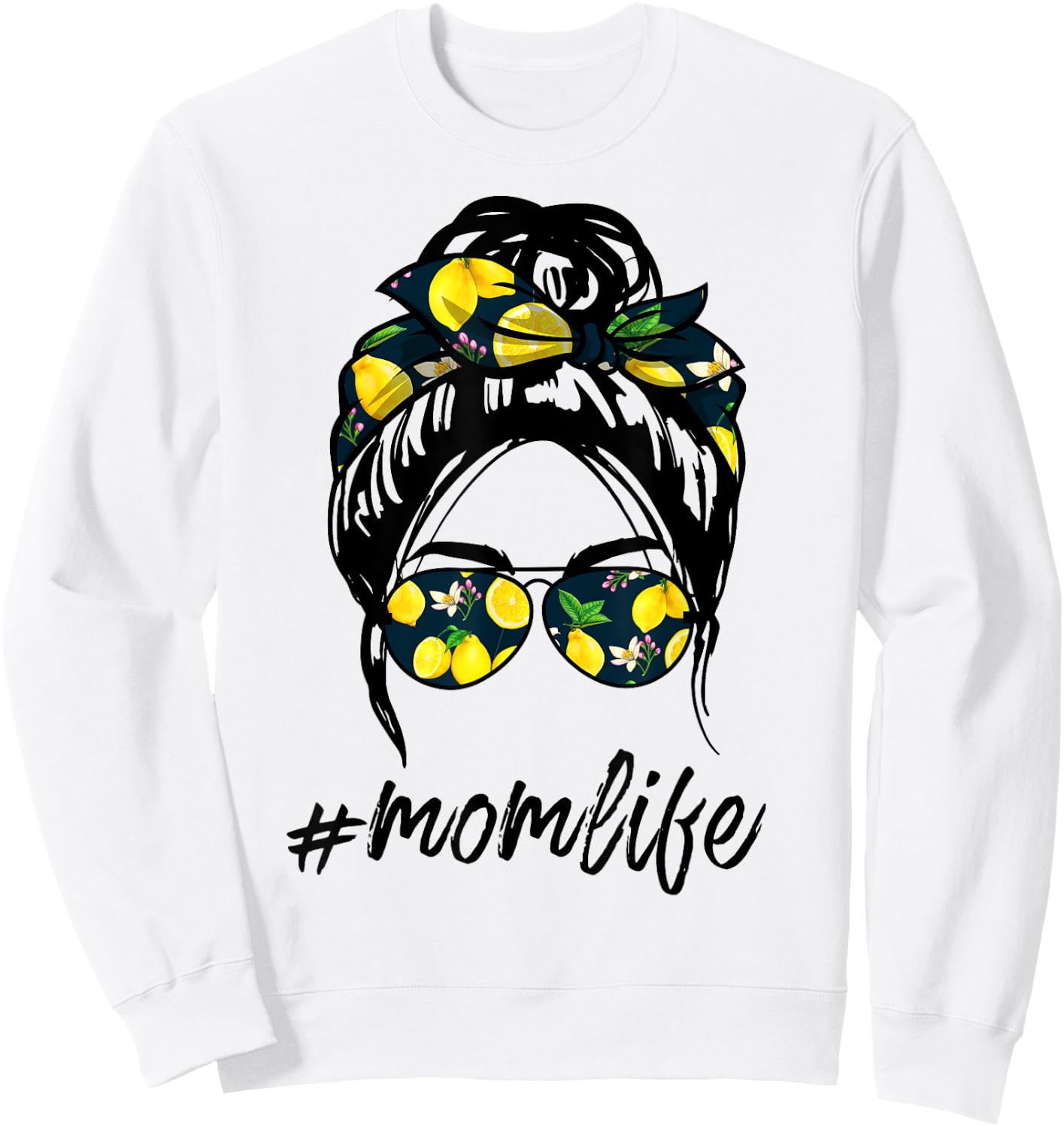 Mom Life shirts yellow lemon Sunglasses & Bandana Sweatshirt - Sweatshirt | White