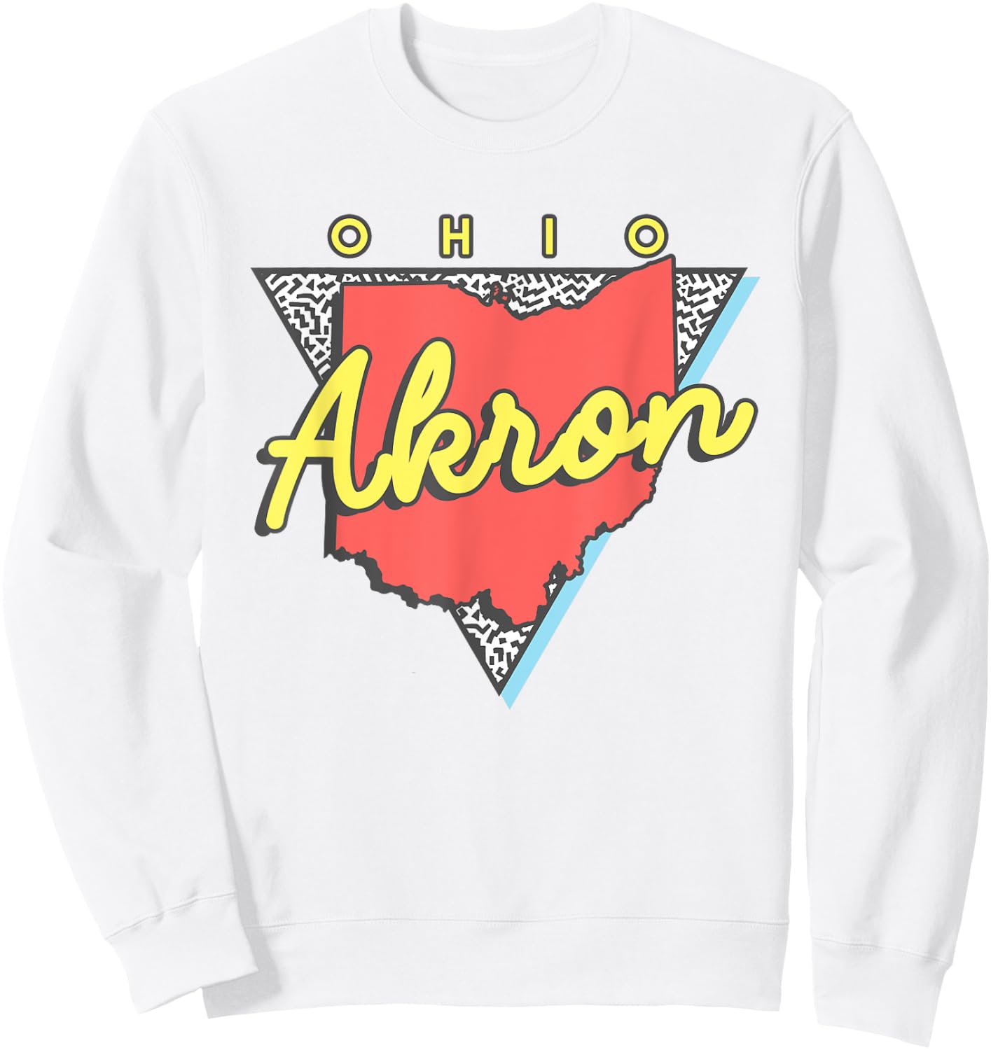 Akron Ohio Retro Triangle OH City Sweatshirt - Sweatshirt | White