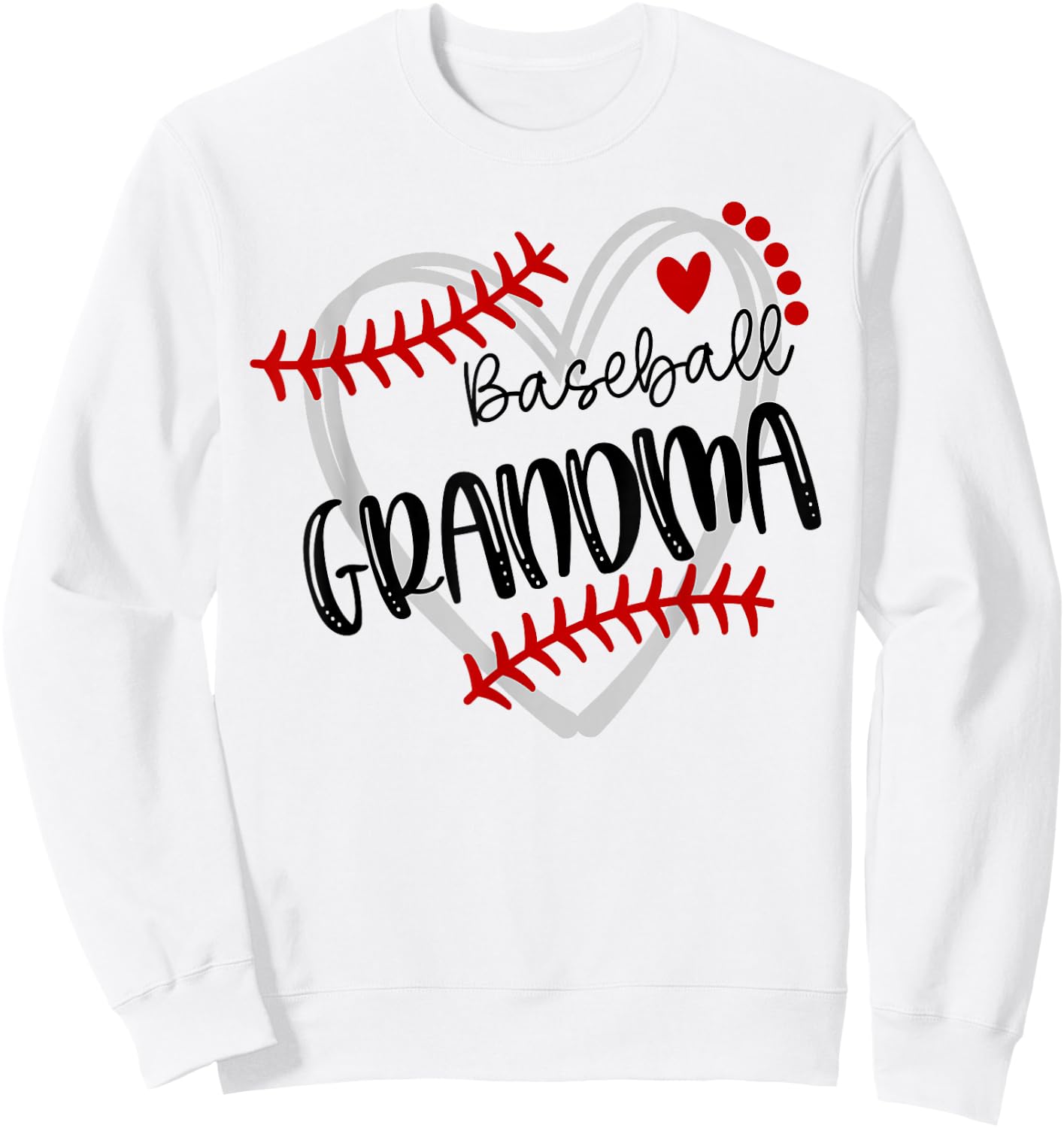 Personalized Baseball Heart Cute Grandma Women Baseball Sweatshirt - Sweatshirt | White