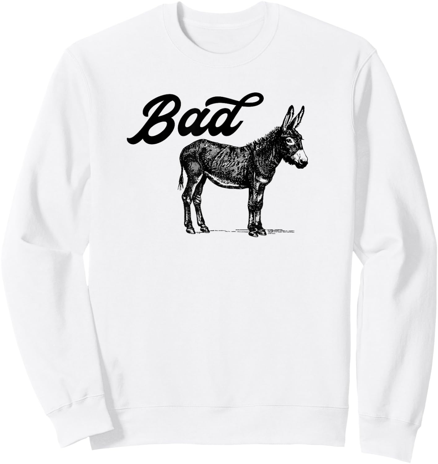 Bad Ass Vintage Distressed Retro Donkey Mule Burro Sweatshirt - Sweatshirt | White