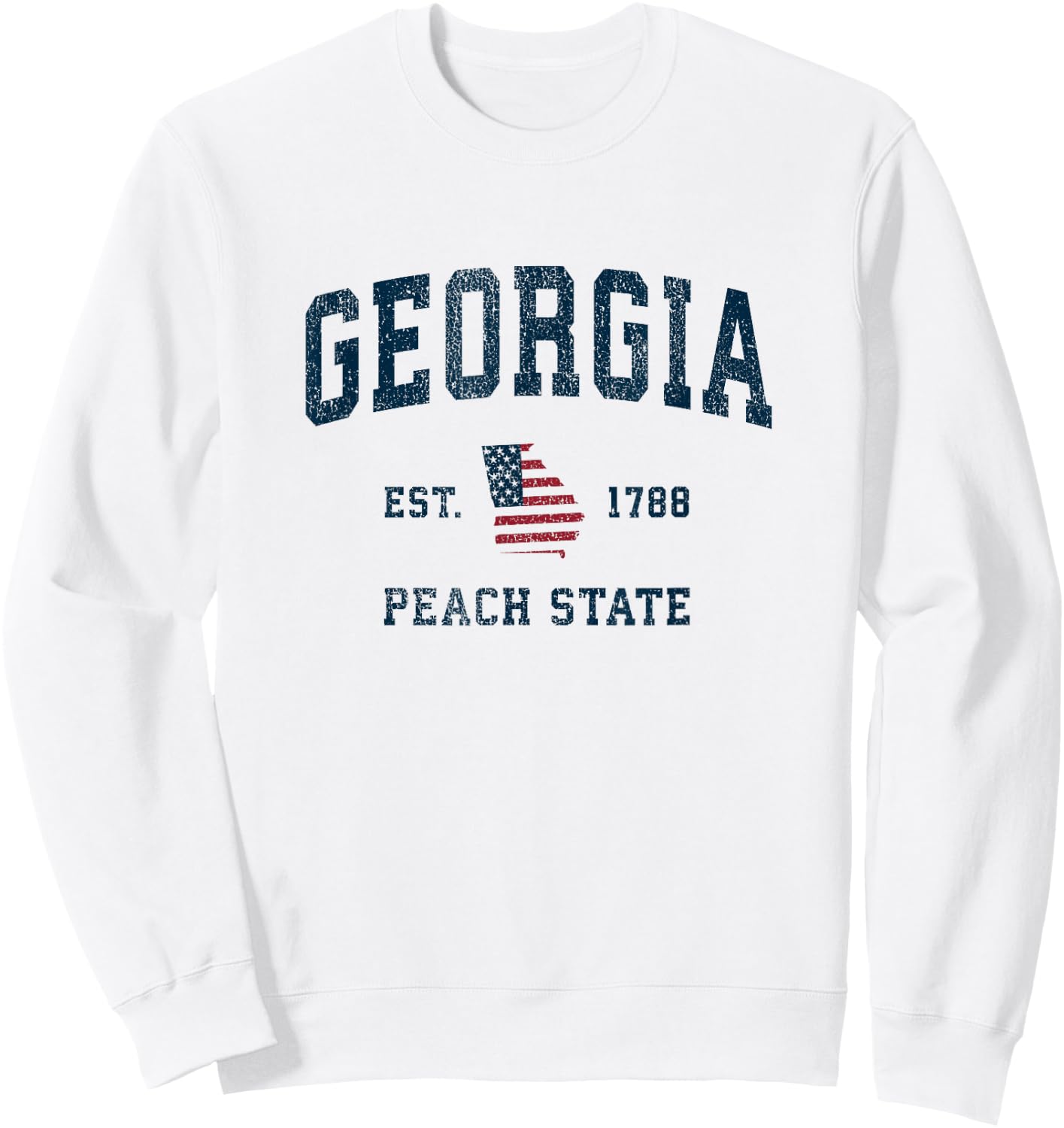 Georgia Vintage American Flag USA Sports Design Sweatshirt - Sweatshirt | White