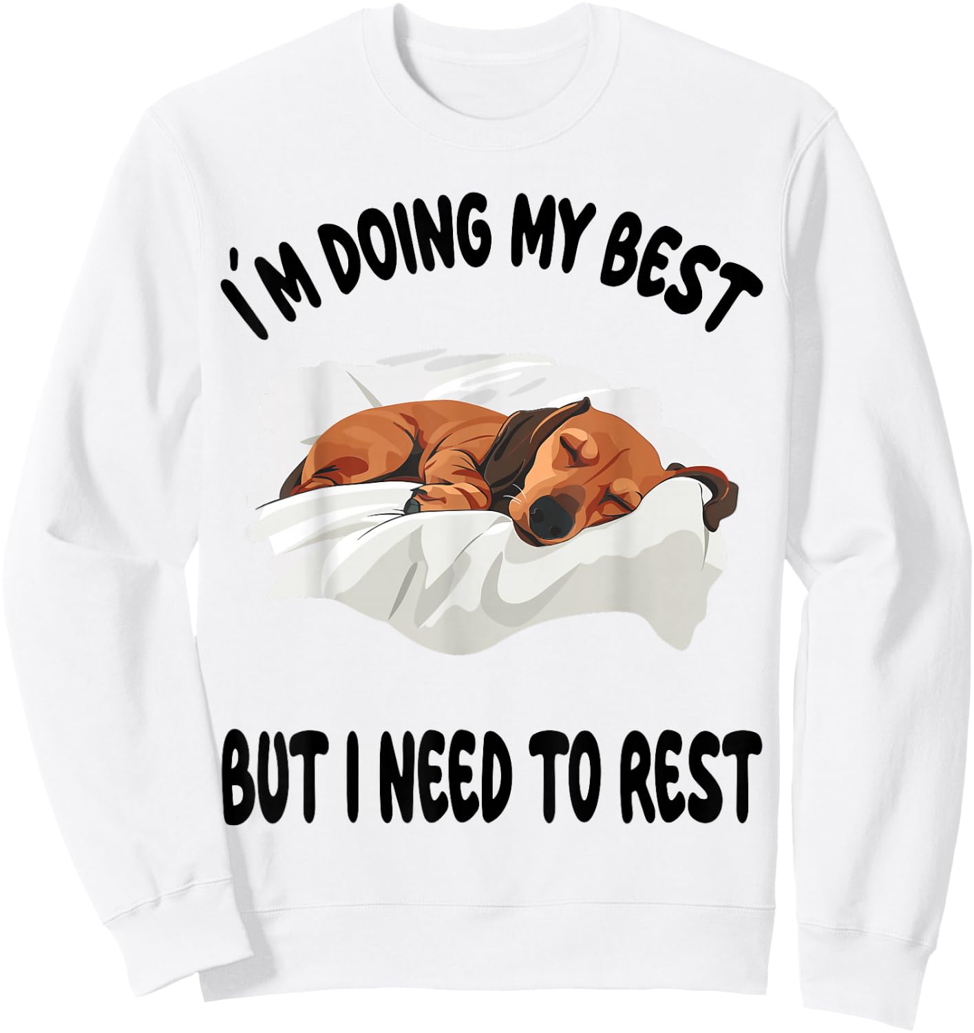 Dachshund Doxie Dog Pajamas Nightgown Sleeping Napping Sweatshirt - Sweatshirt | White