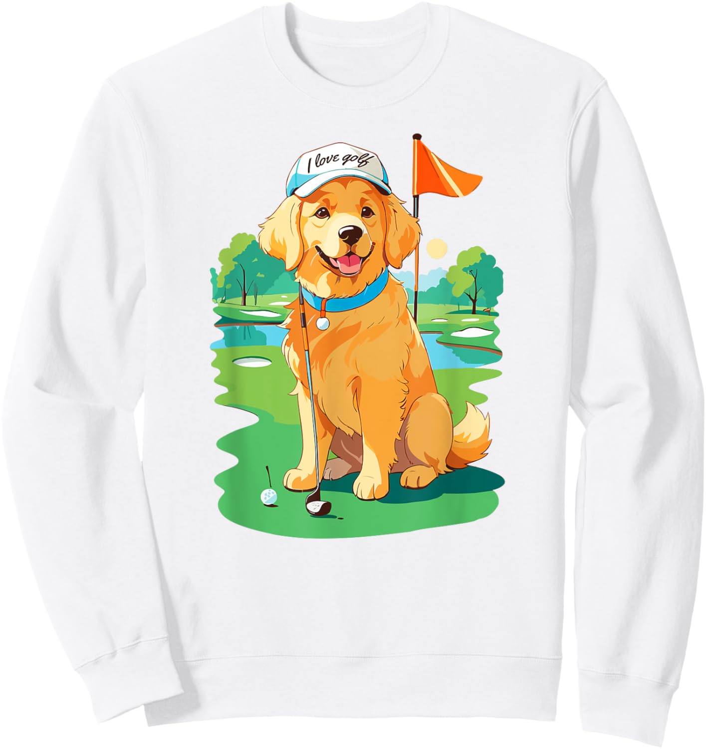 Golf Player Lover Golden Retriever Sweatshirt - Sweatshirt | White