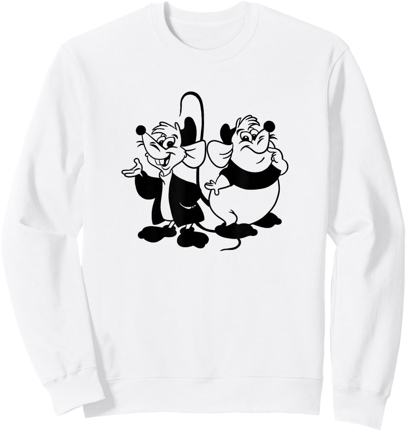Disney Cinderella Jaq & Gus Simple Black Outline Sweatshirt - Sweatshirt | White
