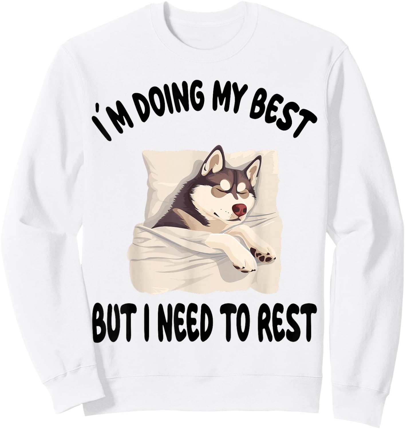 Siberian Husky Dog Pajamas Nightgown Sleeping Napping Men Women Girls Kids Sweatshirt - Sweatshirt | White