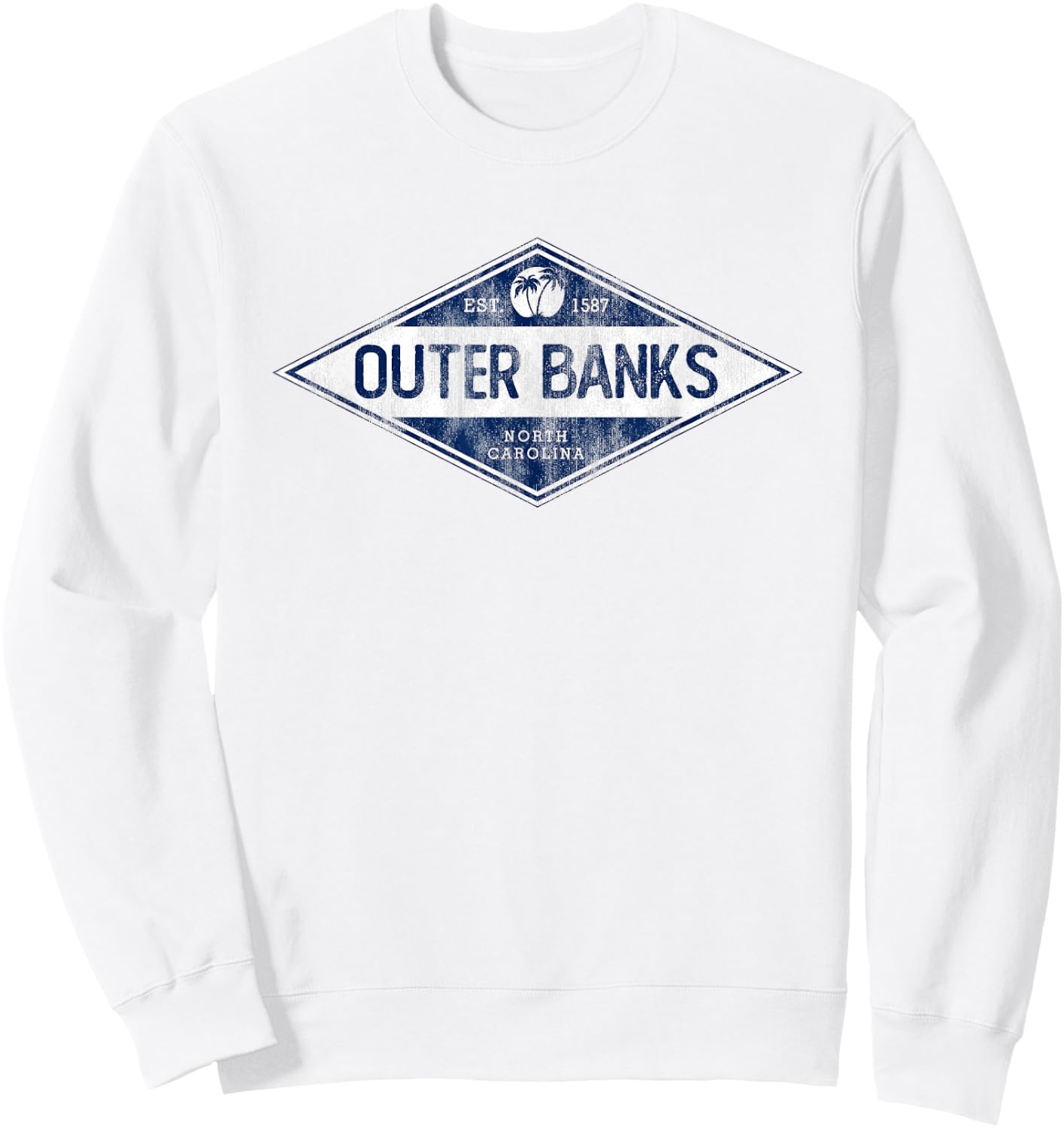 Vintage Outer Banks OBX North Carolina Retro Badge Souvenir Sweatshirt - Sweatshirt | White