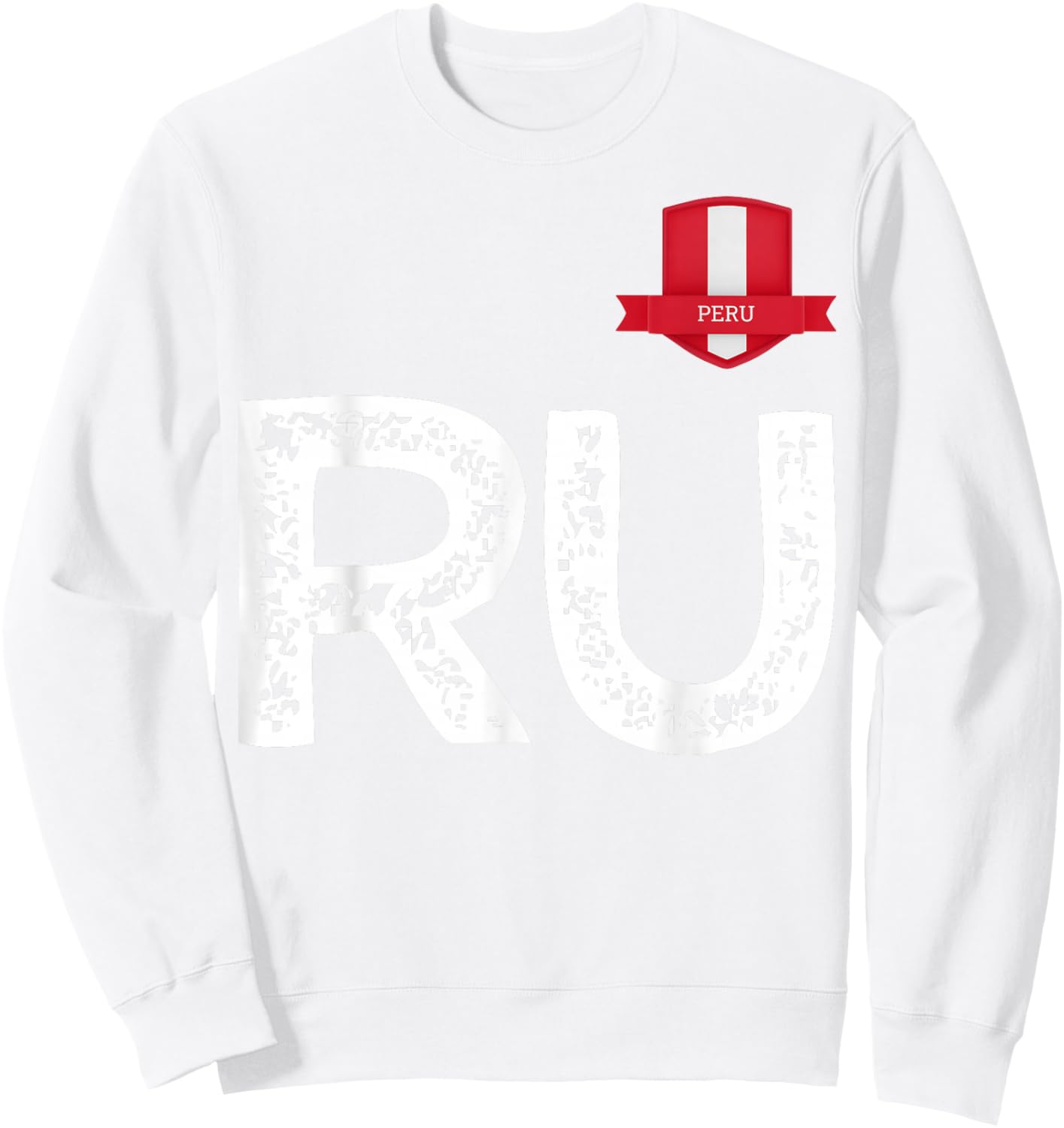 Peru Human-Flag Letter R and U Peru Sweatshirt - Sweatshirt | White