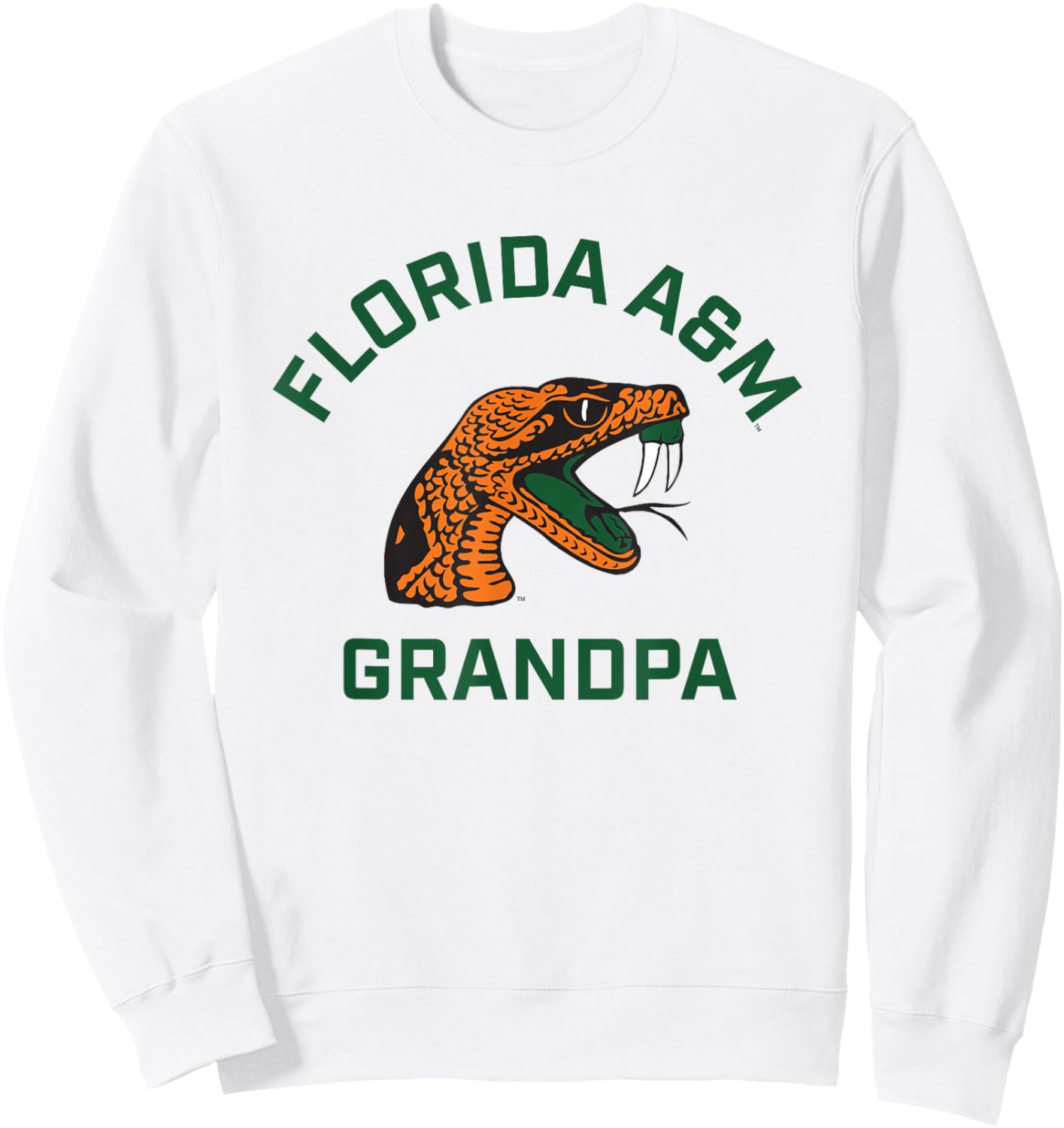 Florida A&M University FAMU Rattlers Arched Grandpa Sweatshirt - Sweatshirt | White