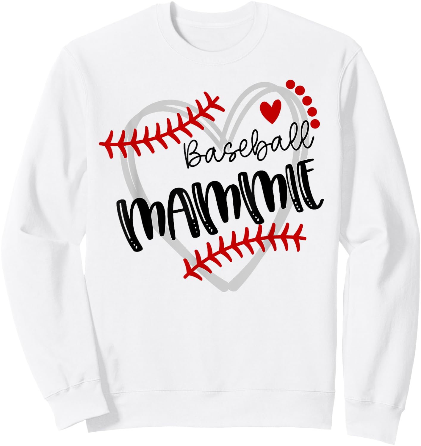 Personalized Baseball Heart Cute Mammie Women Baseball Sweatshirt - Sweatshirt | White