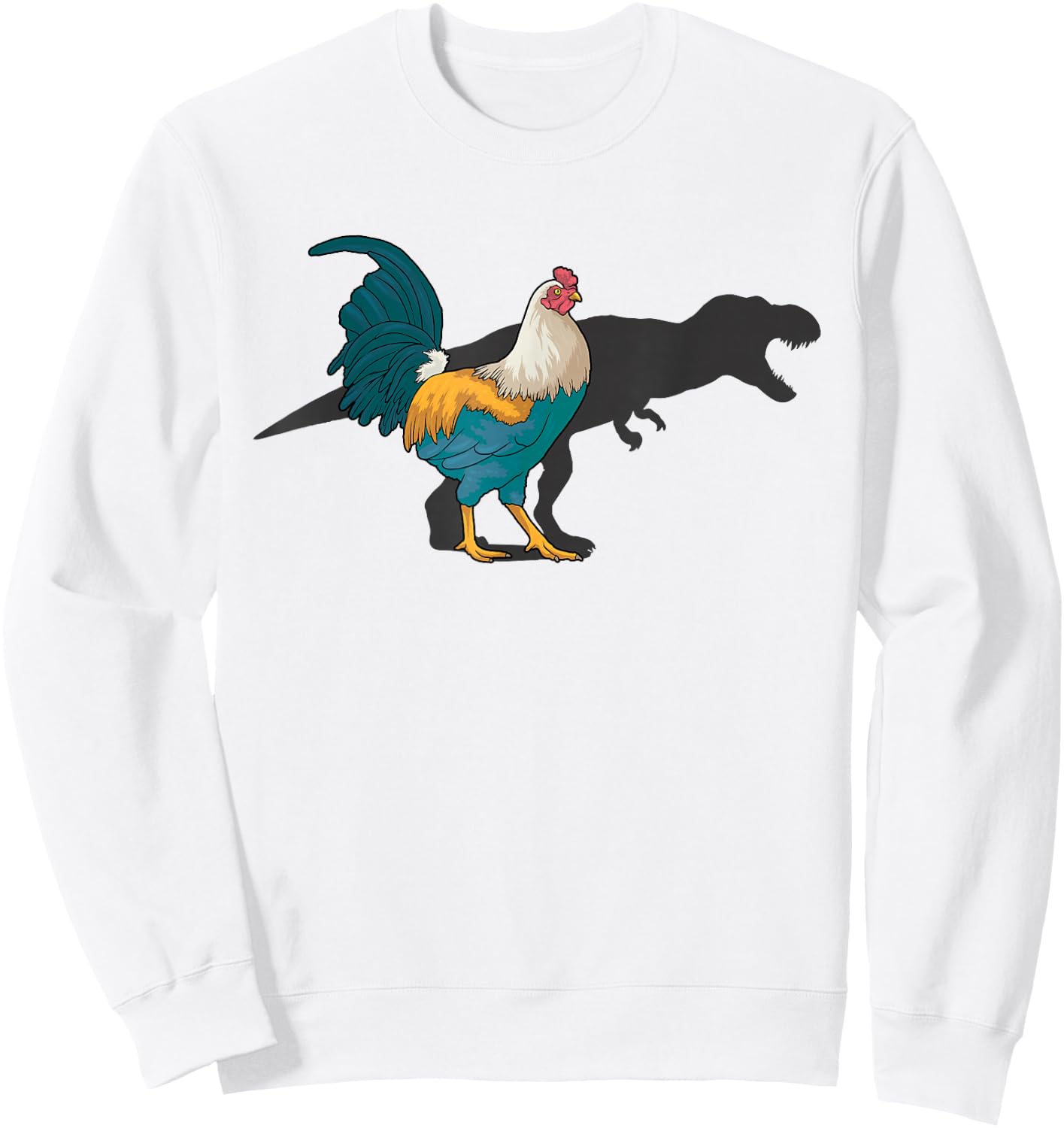 Chicken Dinosaur Shadow T Rex Hen Lover Cute Chicken Farmer Sweatshirt - Sweatshirt | White