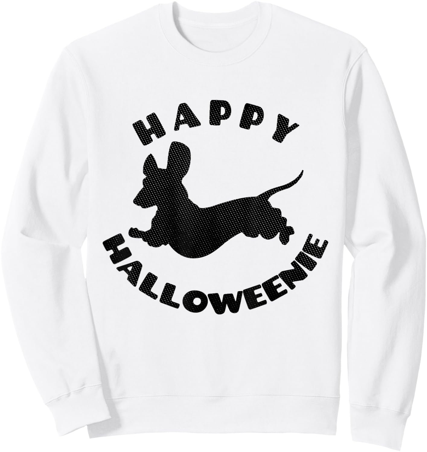 Happy Halloweenie - Funny Dachshund Dog Halloween Pun Sweatshirt - Sweatshirt | White