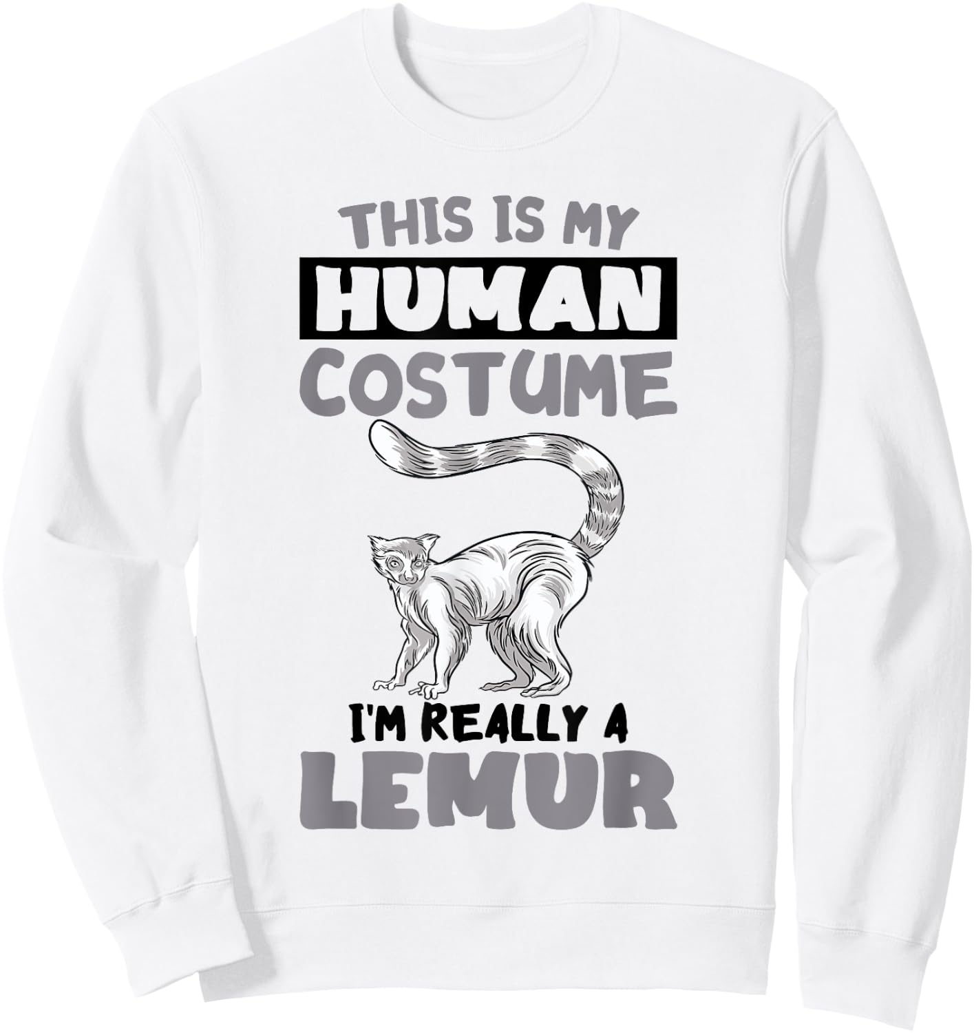 Human Costume Madagascar Animal Cute Lemur Monkey Lemur Sweatshirt - Sweatshirt | White