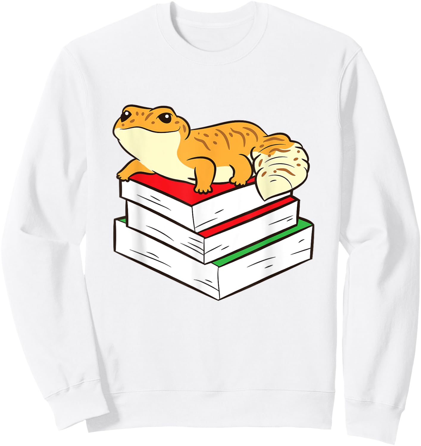 Leopard Gecko Sleeping On Books Reading And Geckos Sweatshirt - Sweatshirt | White