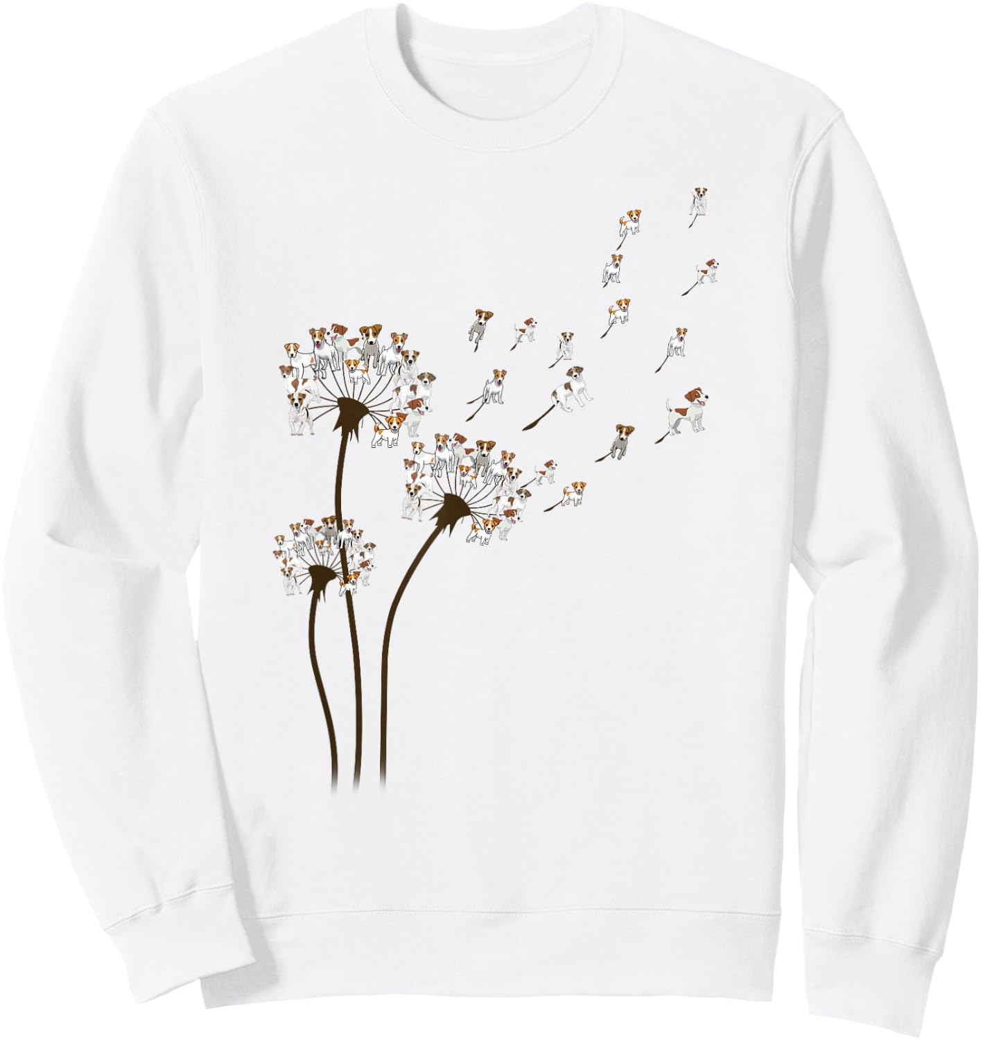 Jack Russell Terrier Dandelion Flower Funny Dog Lovers Sweatshirt - Sweatshirt | White