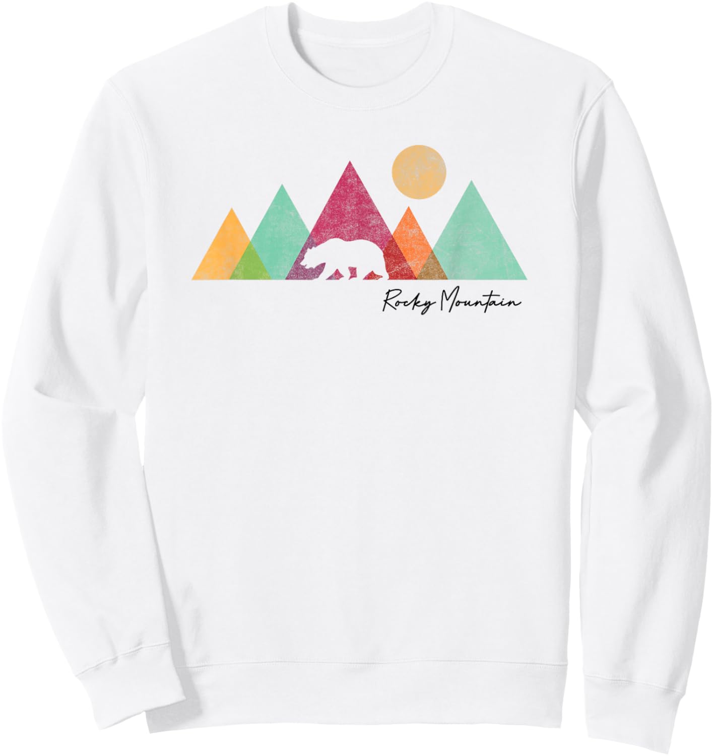 Rocky Mountains National Park Colorado Souvenir Bear Graphic Sweatshirt - Sweatshirt | White