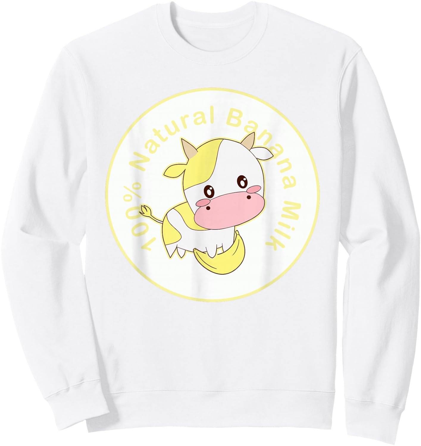 Kawaii cute Yellow cow, Kawaii Banana Milk Girl Sweatshirt - Sweatshirt | White