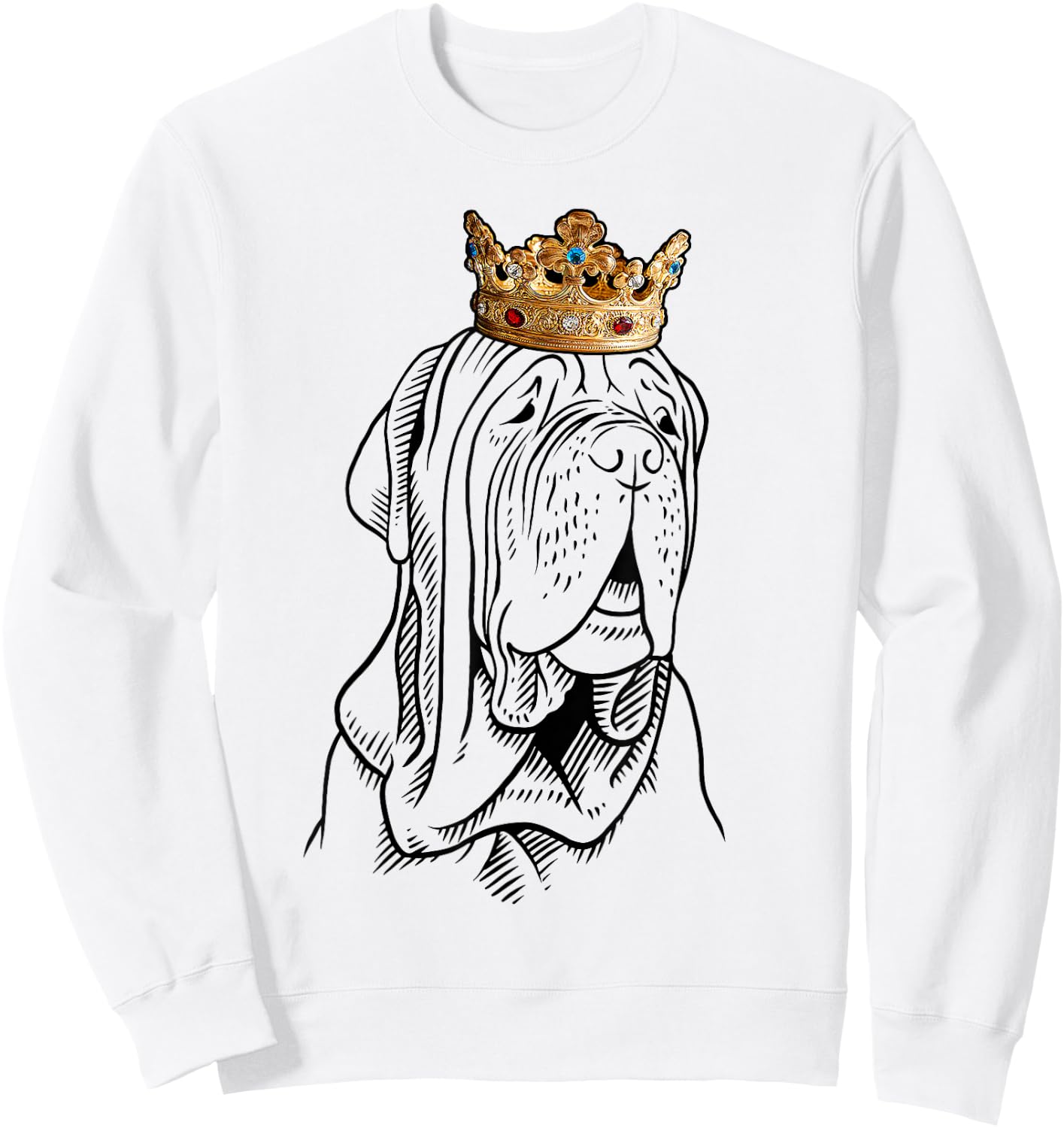 Neapolitan mastiff dog wears a crown Sweatshirt - Sweatshirt | White
