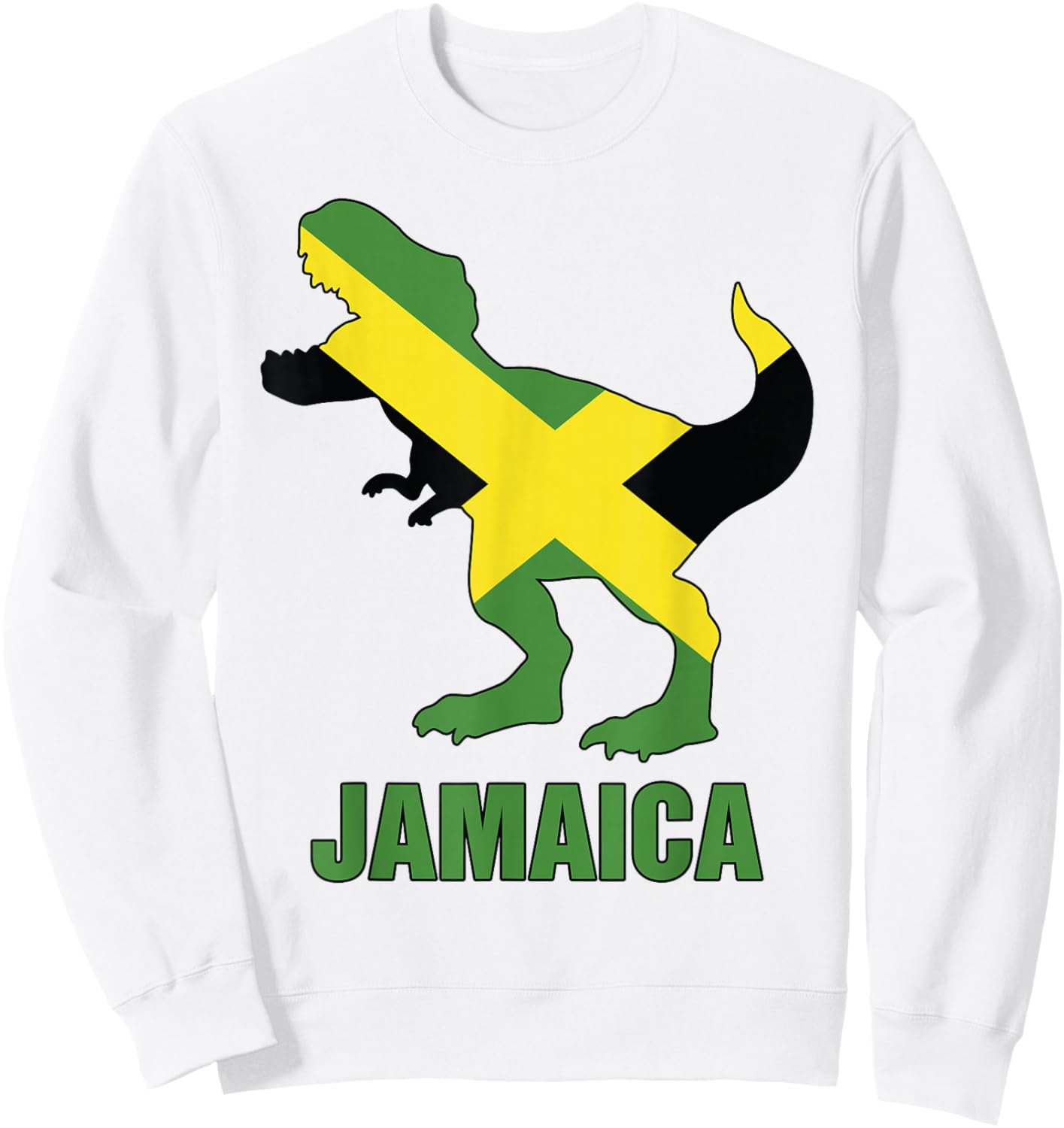 Jamaica-Shirt Boys T-Rex Jamaican Flag Toddler Kids Sweatshirt - Sweatshirt | White