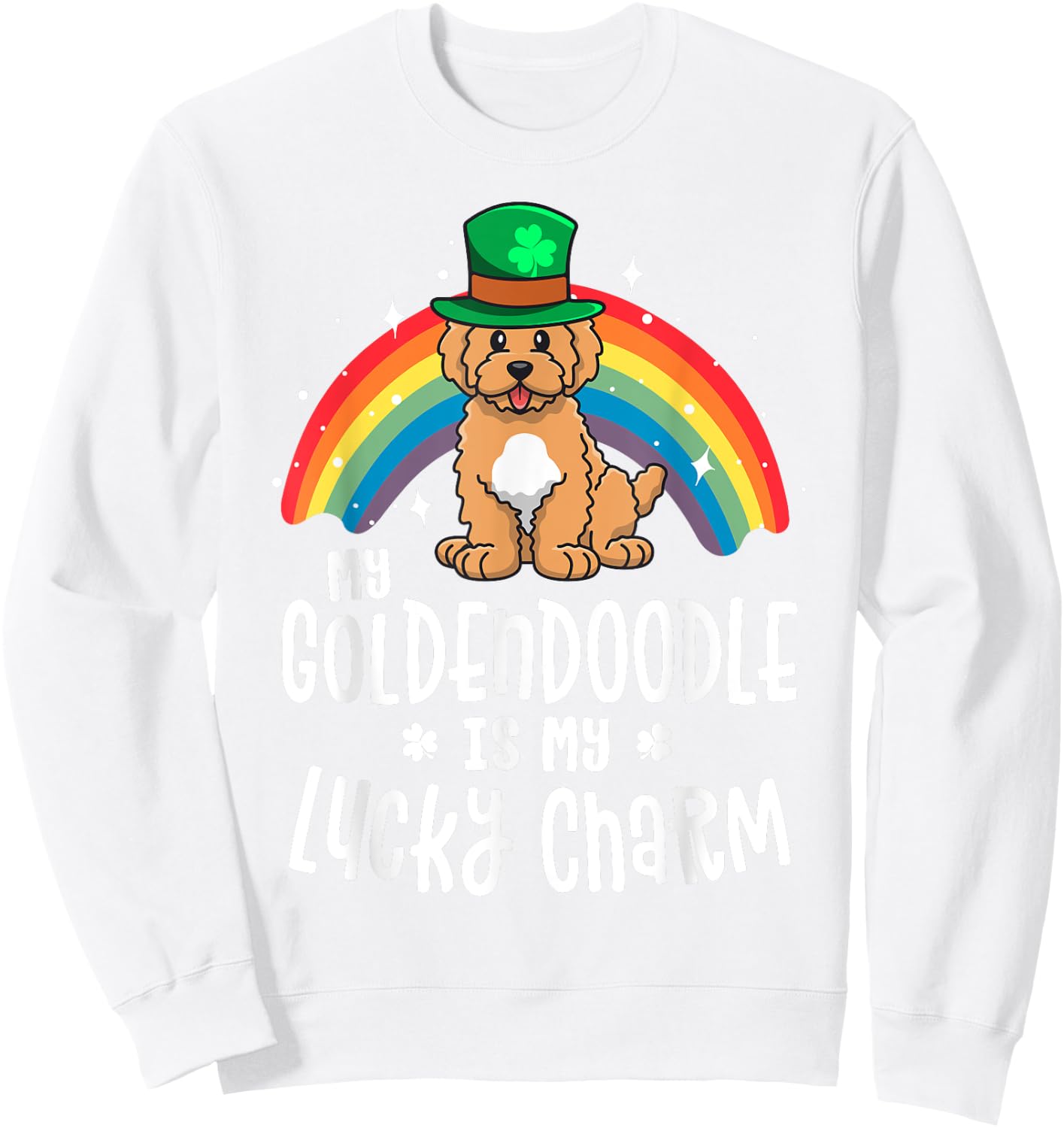 Goldendoodle Dog St Patricks Day Shirt Doodle Sweatshirt - Sweatshirt | White
