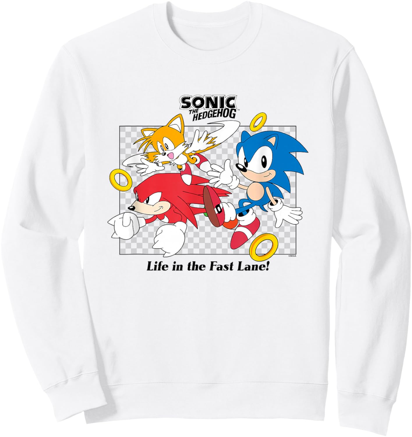 Sonic The Hedgehog Life In The Fast Lane Tails & Knuckles Sweatshirt - Sweatshirt | White