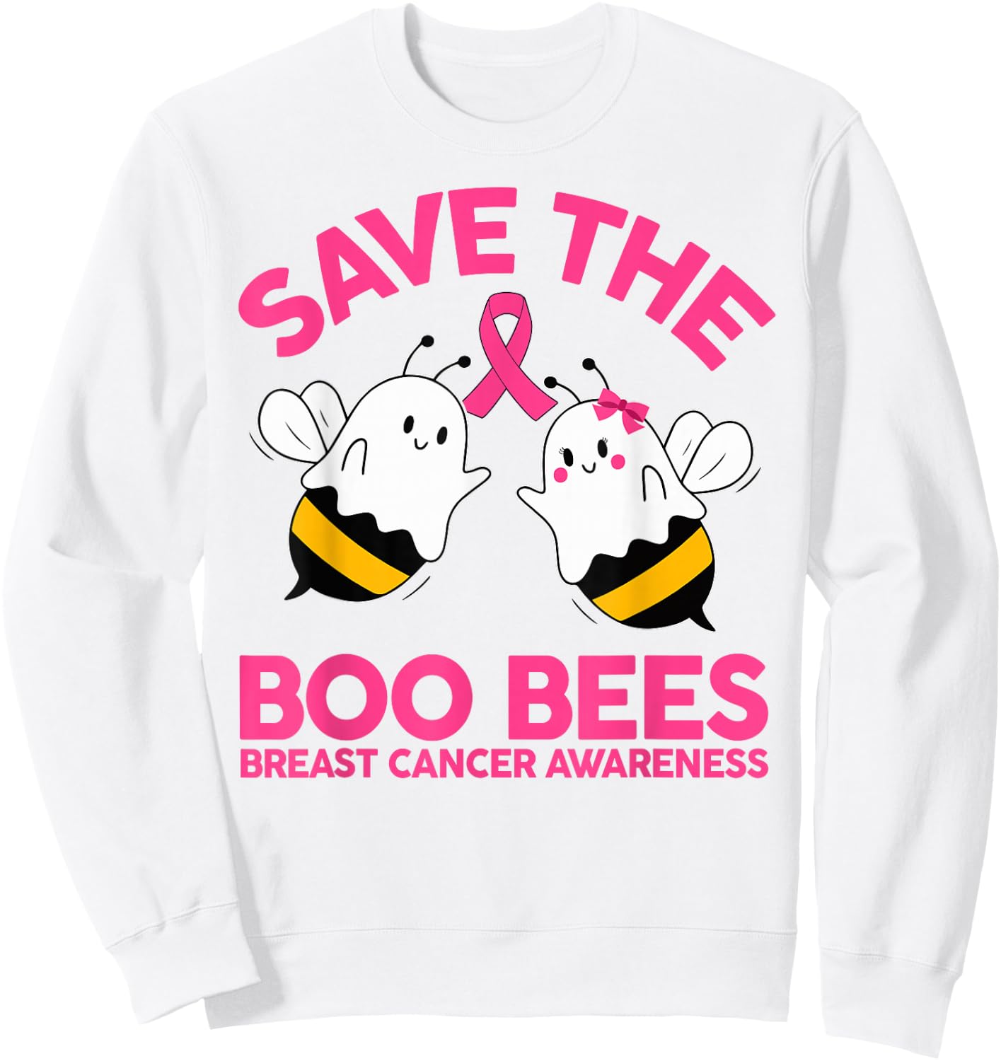 Save The Boobees Boo Bees Breast Cancer Halloween Women Sweatshirt - Sweatshirt | White