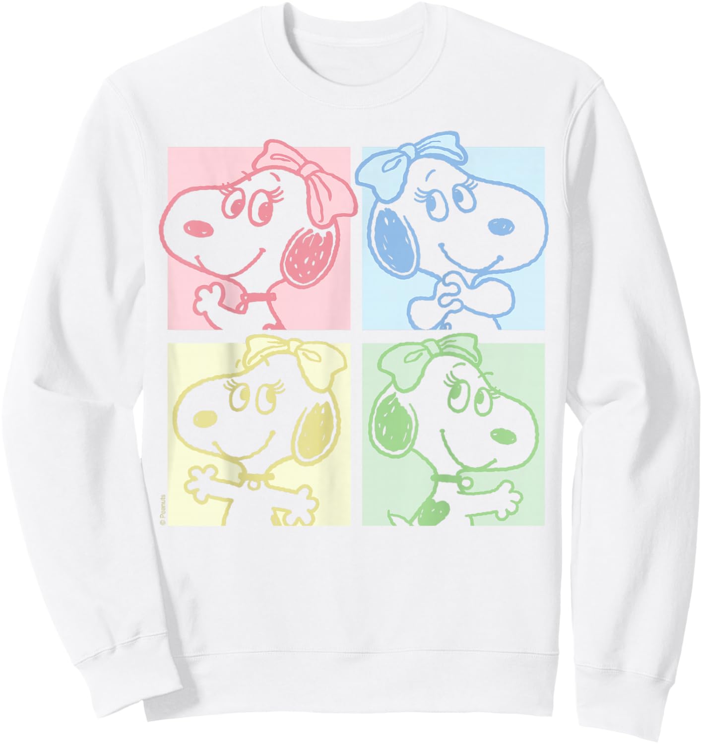 Peanuts - Belle Pastel Grid Snoopy's Sister Sweatshirt - Sweatshirt | White