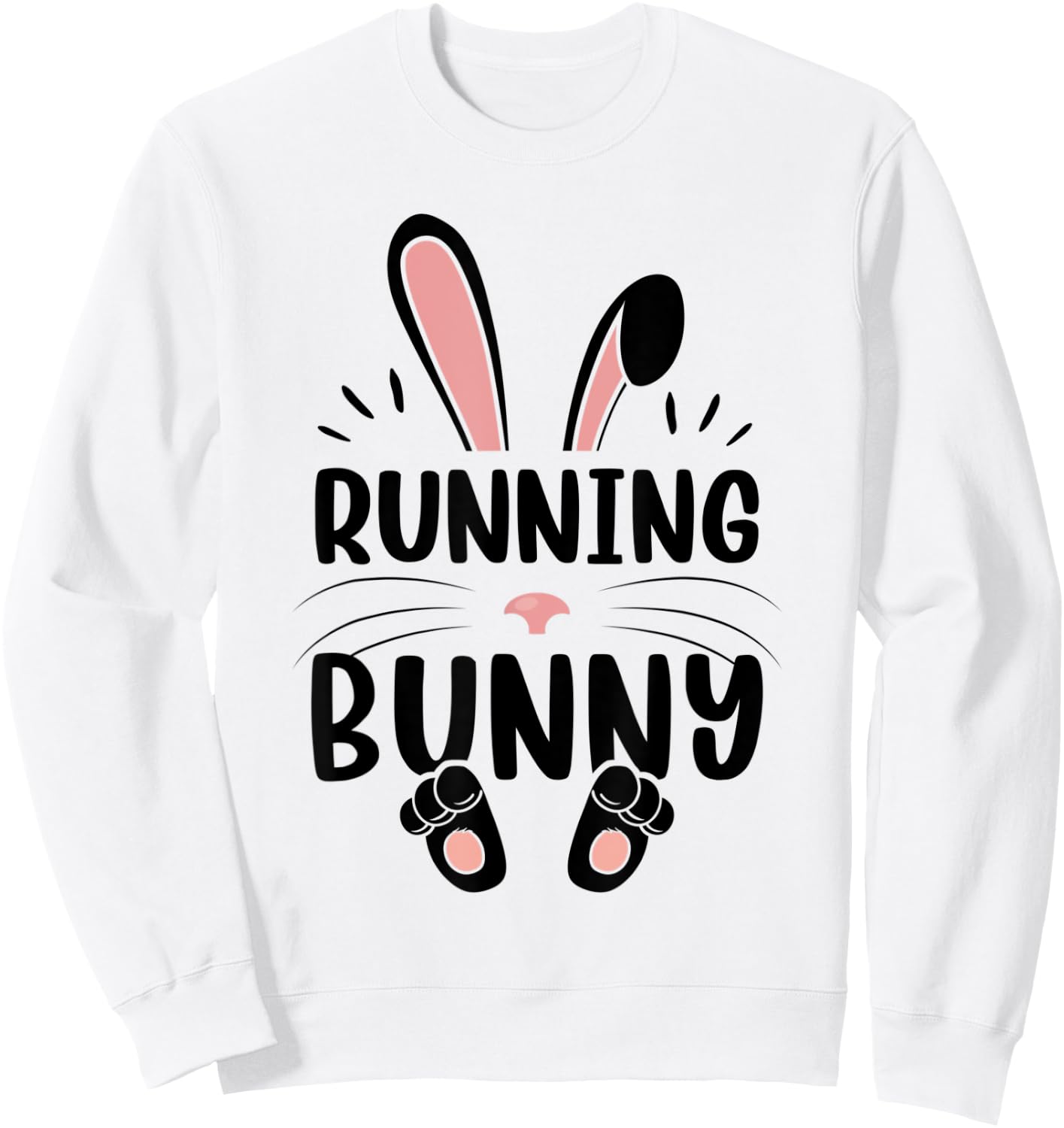 Running Bunny Funny Matching Easter Bunny Egg Hunting Sweatshirt - Sweatshirt | White