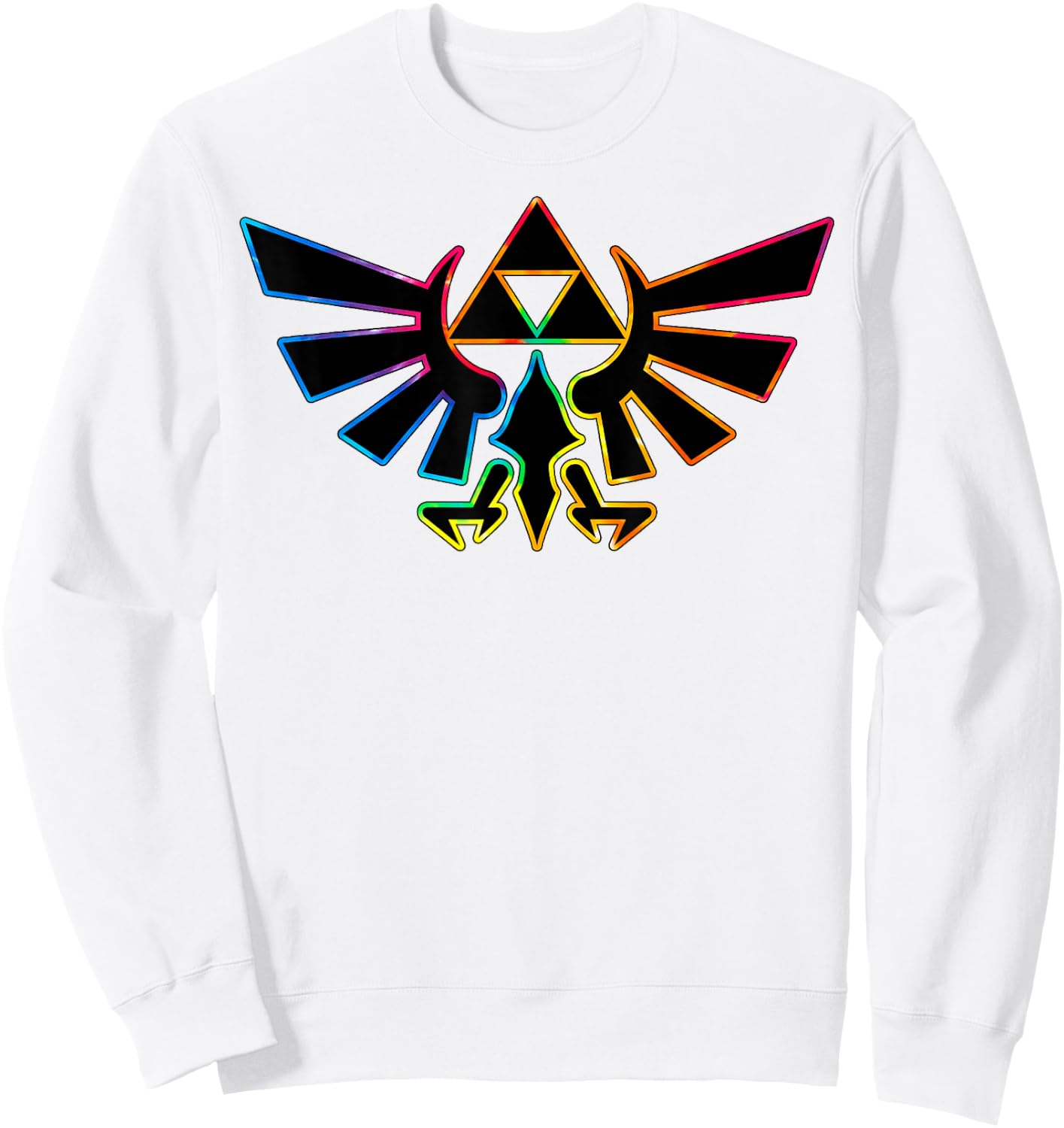 The Legend of Zelda Rainbow Neon Outline Hyrule Symbol Sweatshirt - Sweatshirt | White
