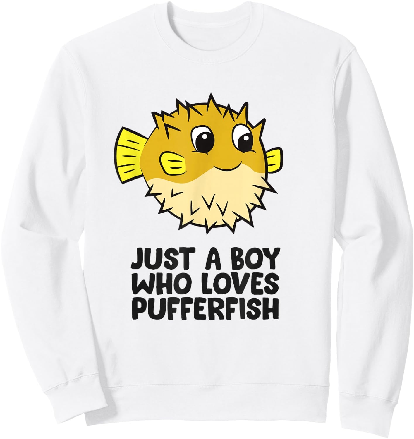 Just a Boy Who Loves Pufferfish Blobfish Boy Sweatshirt - Sweatshirt | White