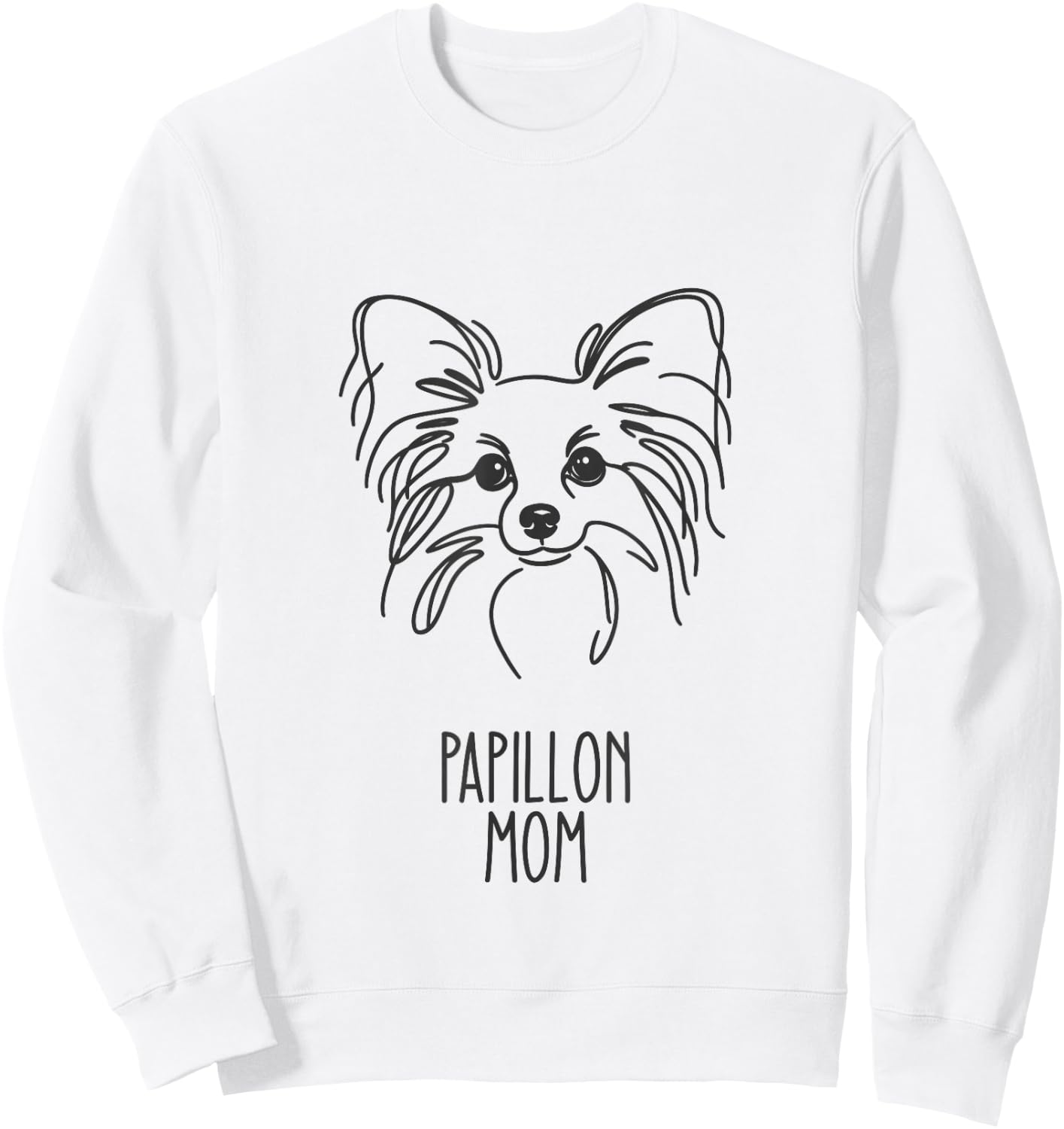 Line Art Best Dog Mom Women - Papillon Sweatshirt - Sweatshirt | White