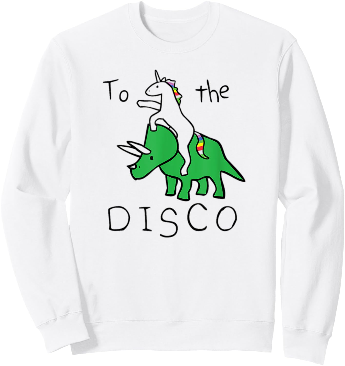 To The Disco Unicorn Riding Dinosaur Sweatshirt - Sweatshirt | White
