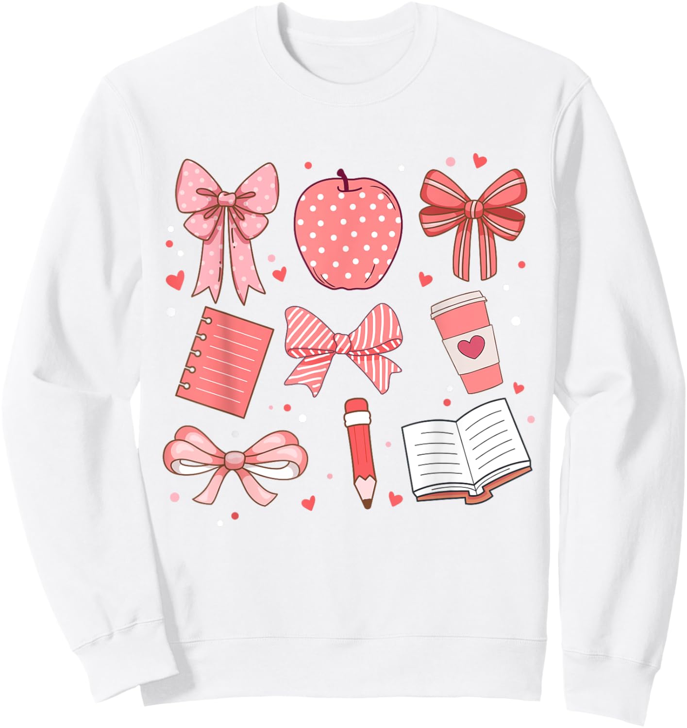 Happy Back To School 1st Day Toddler Girl Boho Coquette Bows Sweatshirt - Sweatshirt | White