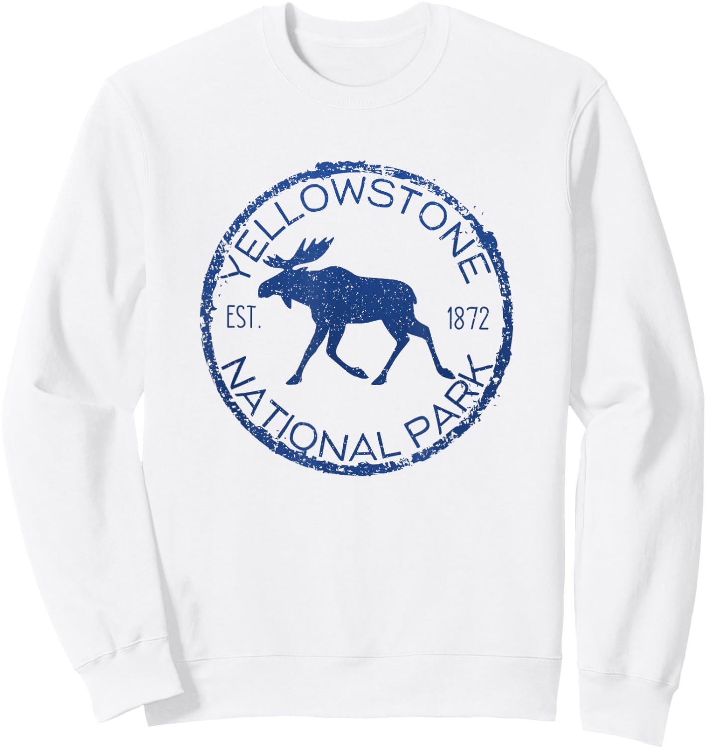 Moose Design Yellowstone National Park Souvenir Hiker's Sweatshirt - Sweatshirt | White