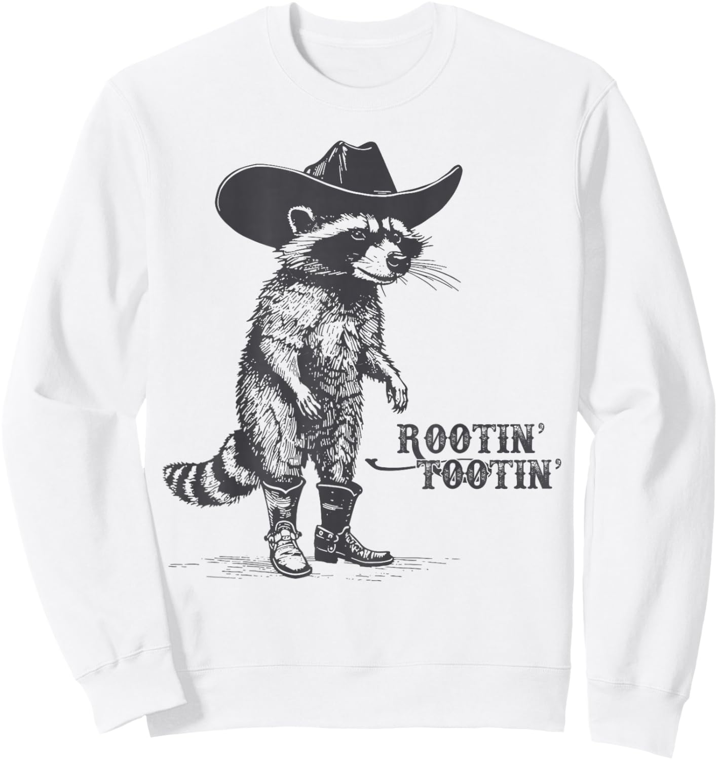 Rootin Tootin Vintage Raccoon Cowboy Cowgirl Trash Panda Sweatshirt - Sweatshirt | White