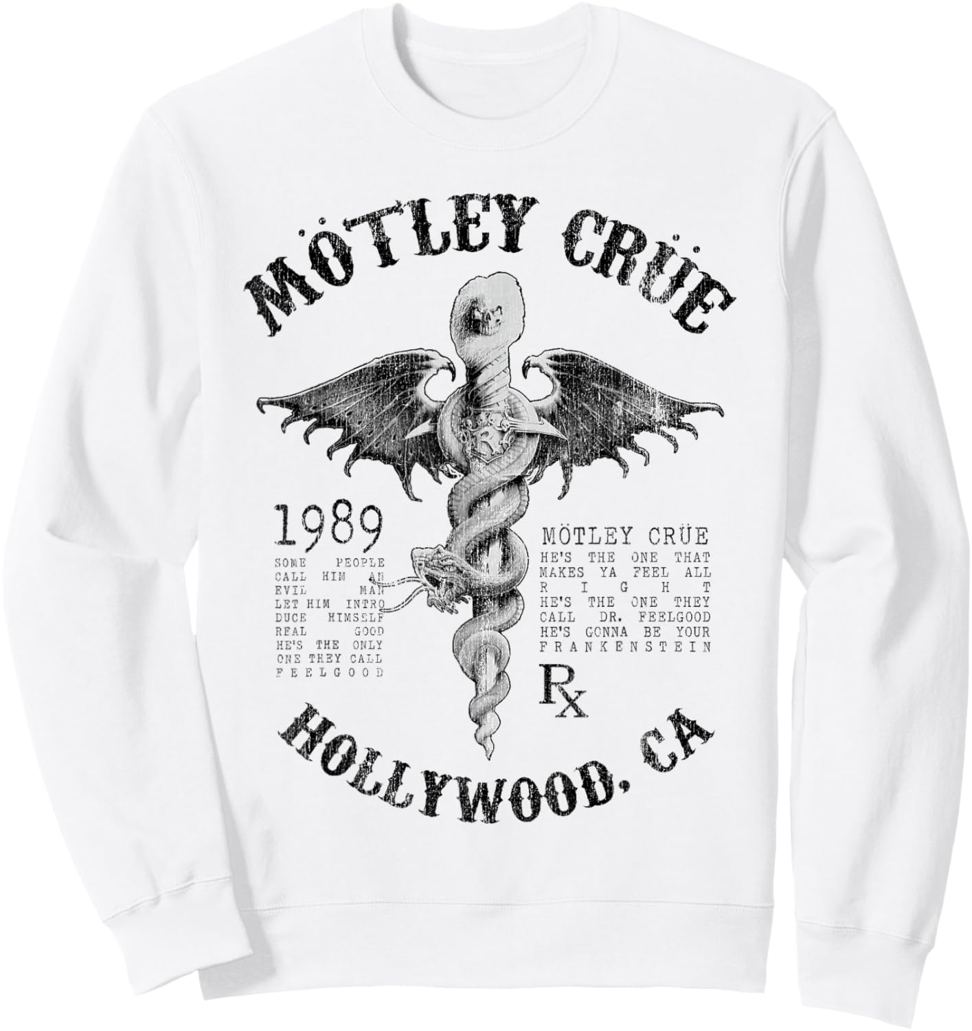Mötley Crüe – Feel Good Lyrics White Sweatshirt - Sweatshirt | White