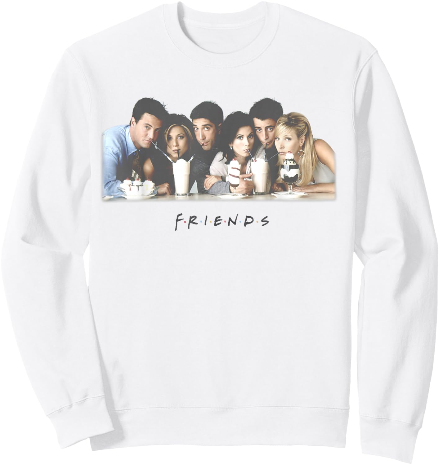 Friends Group Shot Milkshake Logo Sweatshirt - Sweatshirt | White