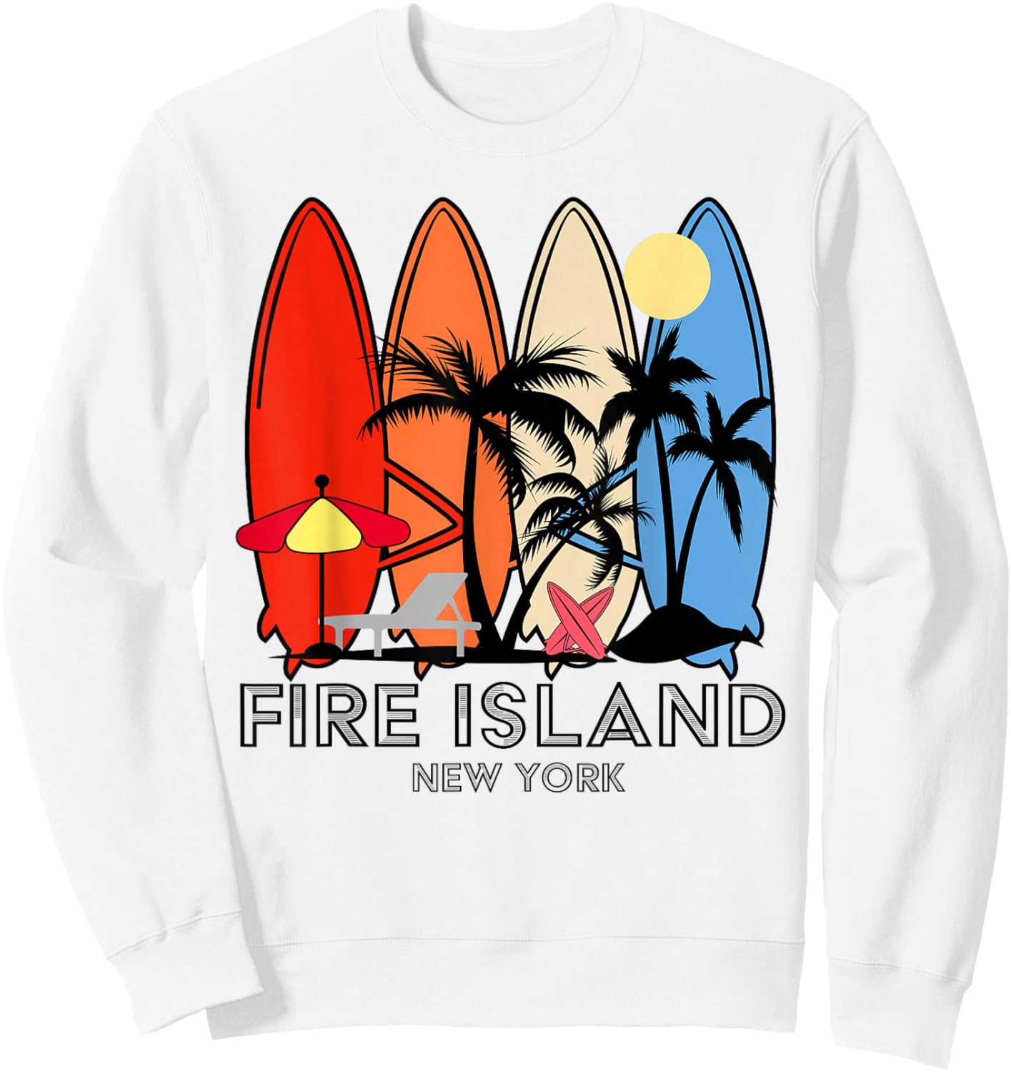 Fire Island New York Retro Surfer Vintage Sweatshirt - Sweatshirt | White