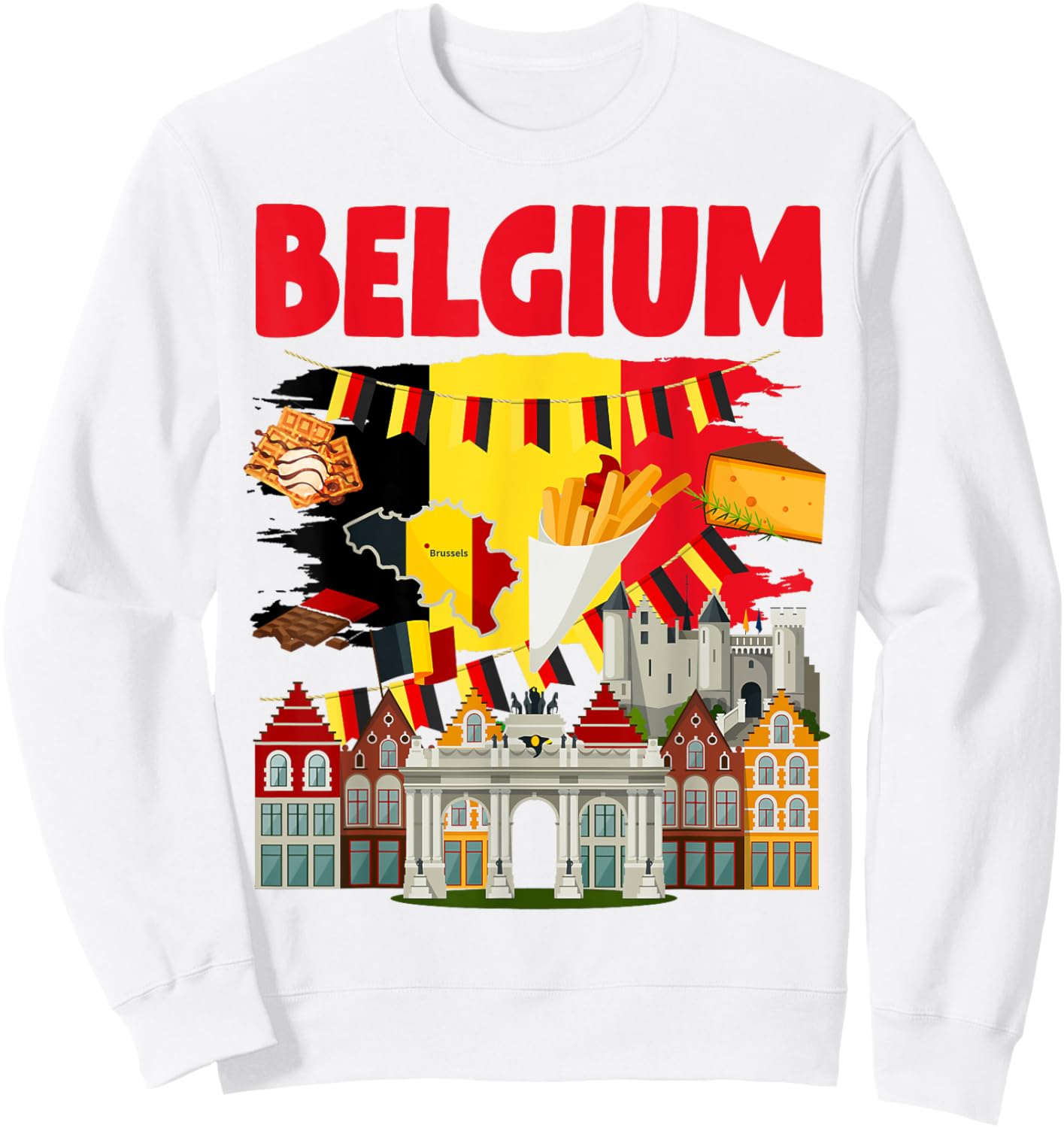 Belgium Flag Outfit Idea For Kids & Novelty Belgian Flag Sweatshirt - Sweatshirt | White