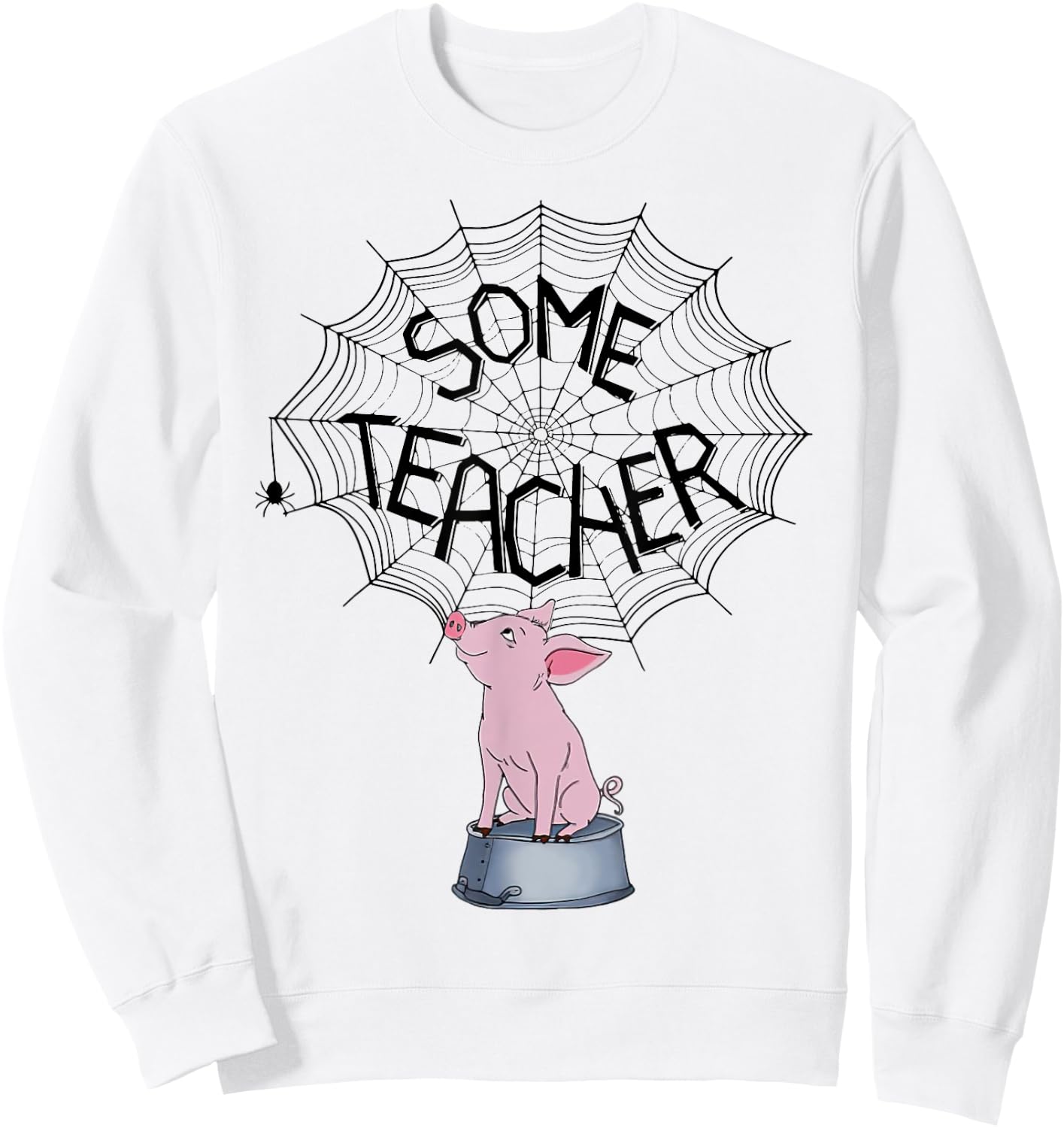 Some Teacher SpiderWeb Funny Pig Reading Books Lovers Women Sweatshirt - Sweatshirt | White