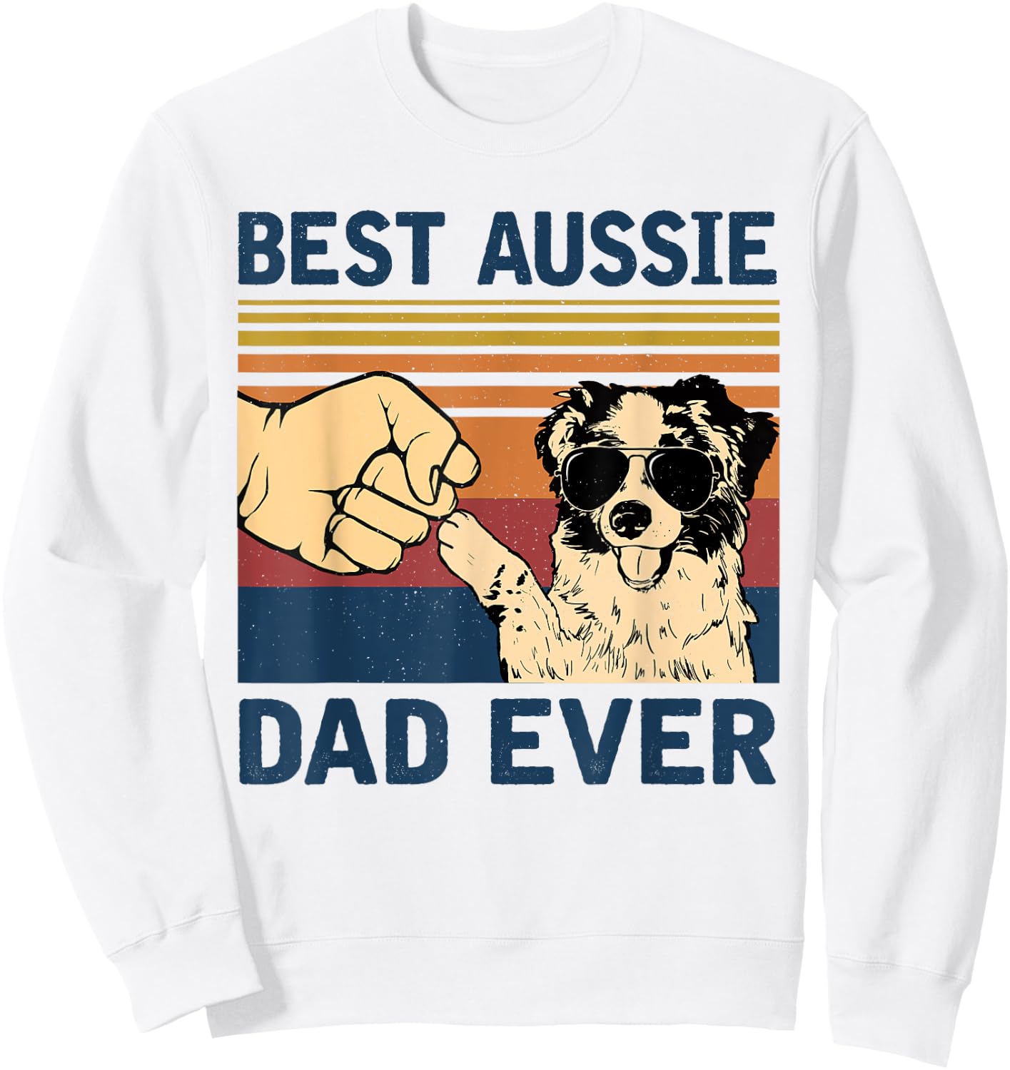 Best Aussie Dad Ever Vintage Aussie Dog Men Sweatshirt - Sweatshirt | White