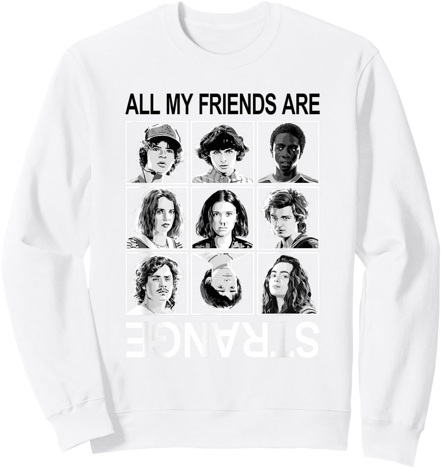 Stranger Things All My Friends are Strange Group Shot Panels Sweatshirt - Sweatshirt | White