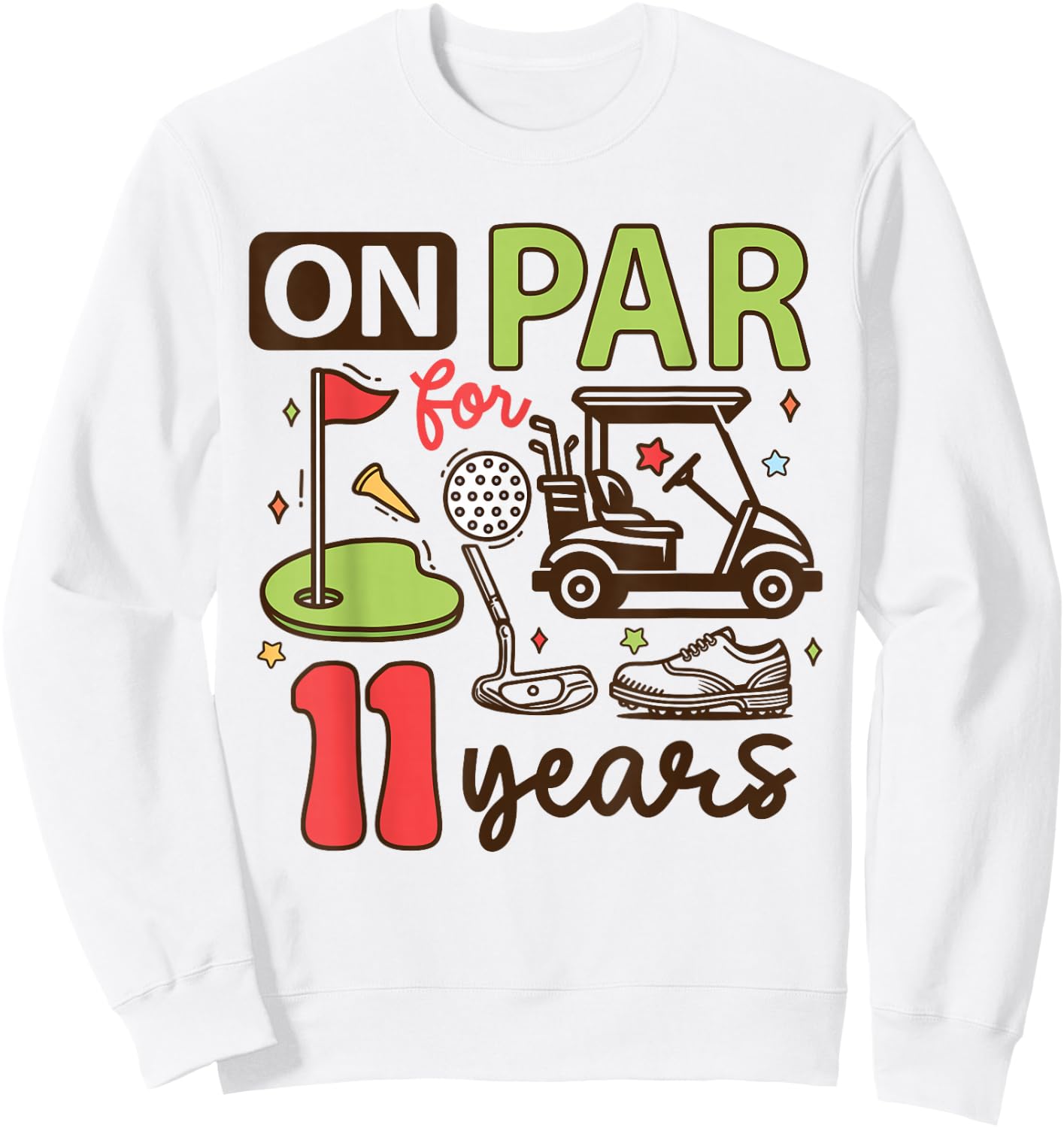 Funny 11th Birthday Golf Shirt 11 Years Old Golfer Kids Boys Sweatshirt - Sweatshirt | White