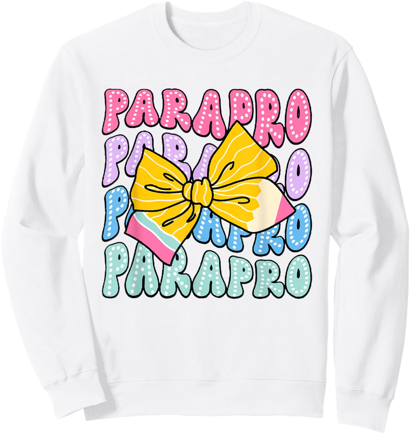 Dalmatian Parapro Pencil Coquette Bow Paraprofessional Squad Sweatshirt - Sweatshirt | White