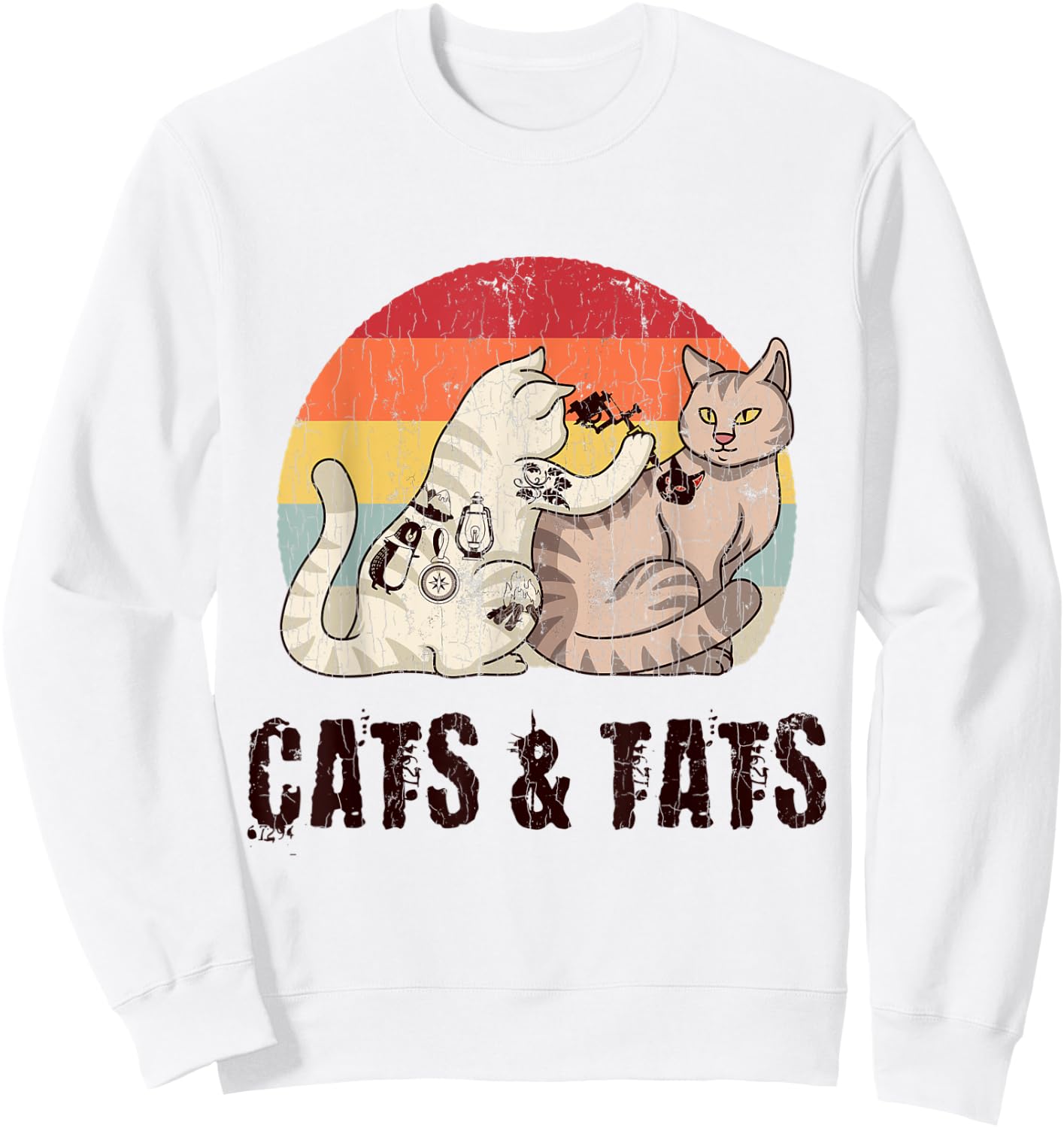 Cats And Tats Tattoo Cute Funny Gift Sweatshirt - Sweatshirt | White
