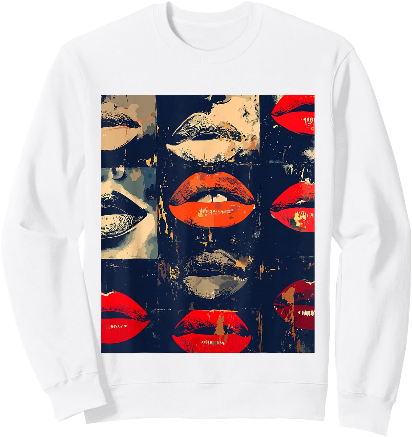 Beautiful Kissing Lips with Red Lipstick Men, Women, Girls Sweatshirt - Sweatshirt | White