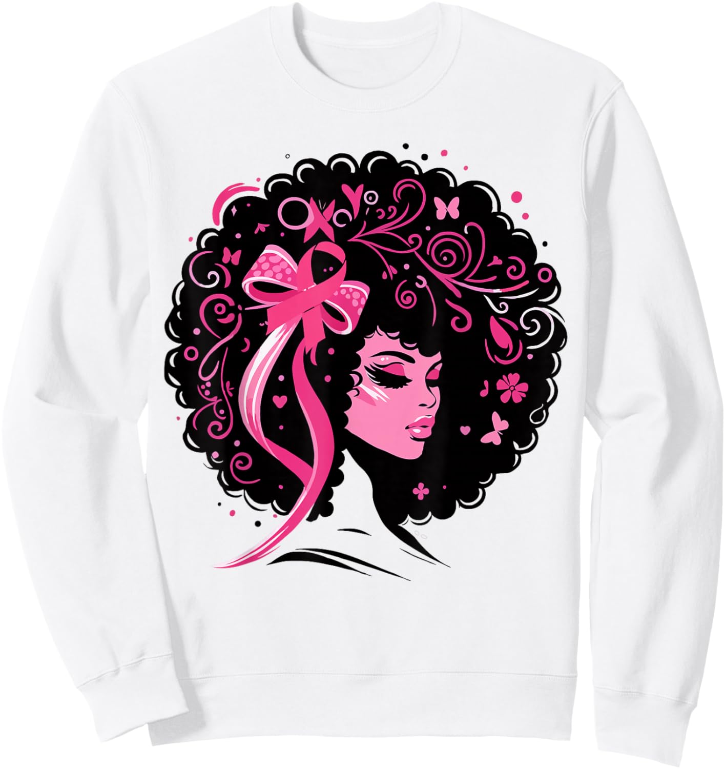 Breast Cancer Black African American Women Support Pink Sweatshirt - Sweatshirt | White