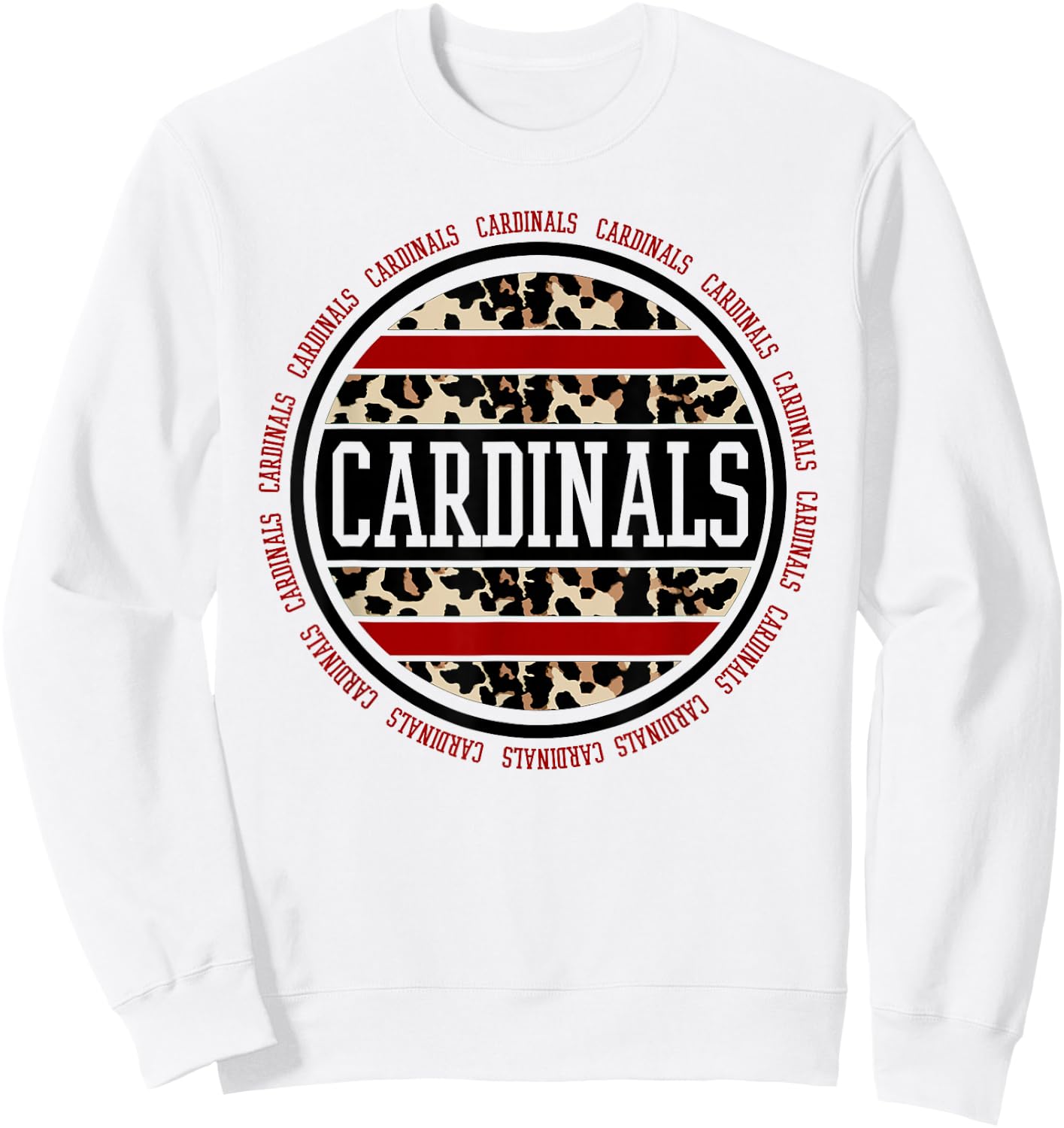 Cardinals School Spirit Leopard Print Teacher Gift Sweatshirt - Sweatshirt | White