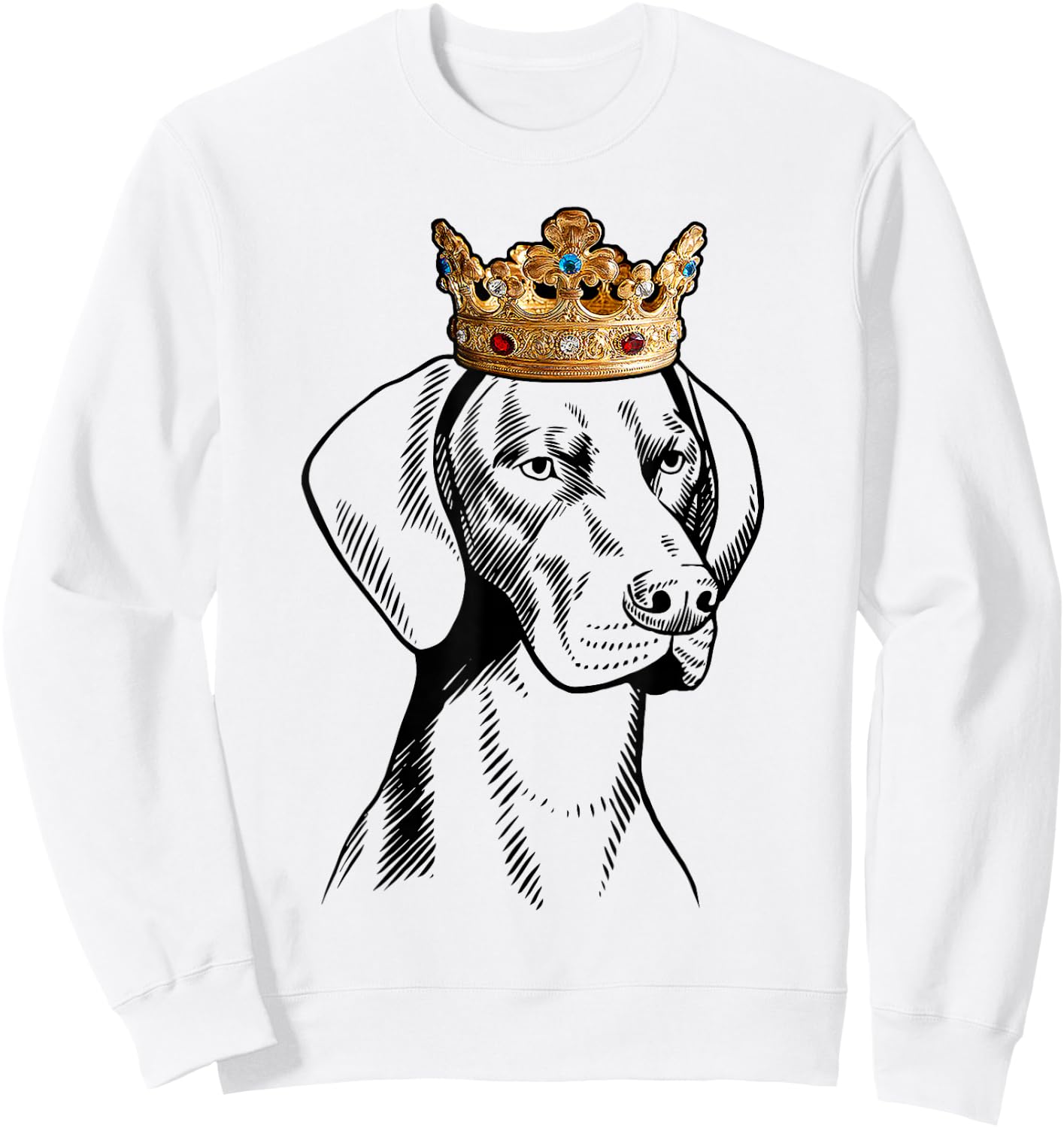 German Shorthaired Pointer Dog Wearing Crown Sweatshirt - Sweatshirt | White